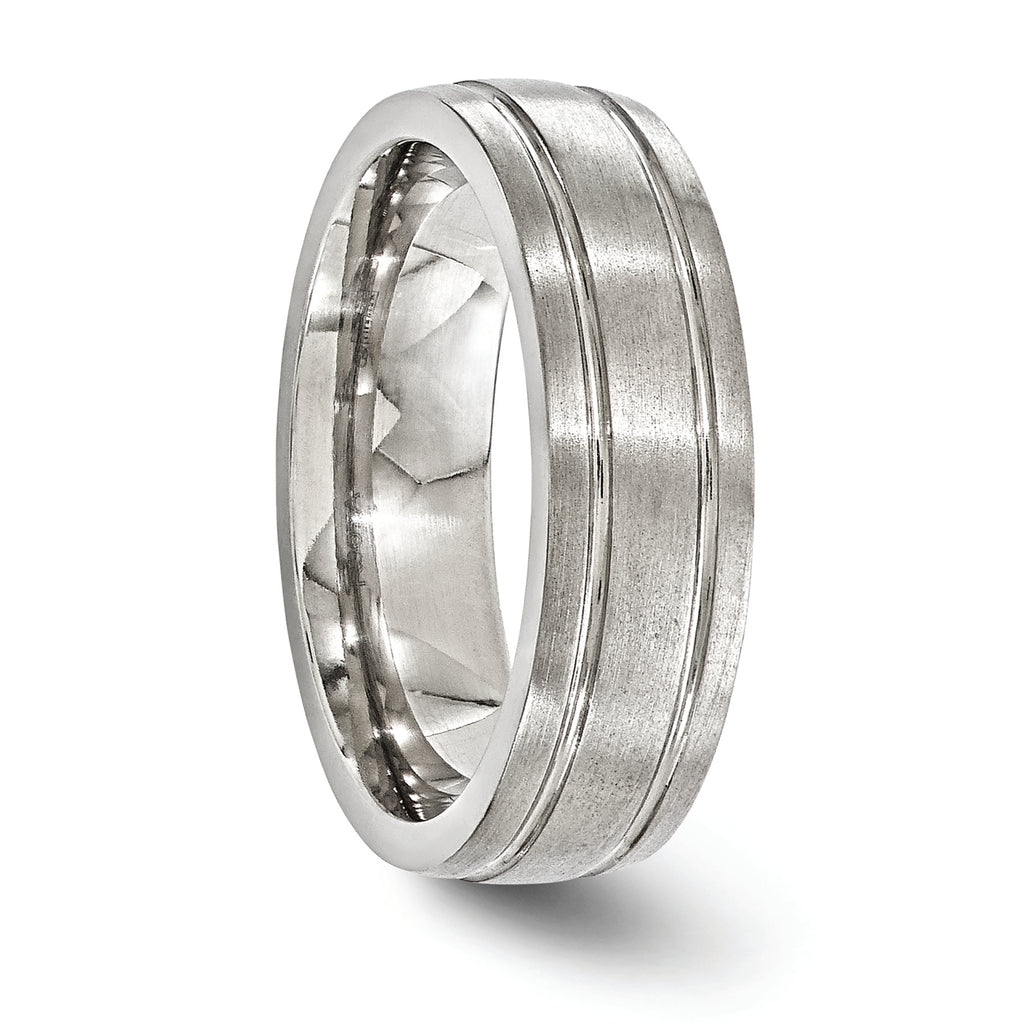 Edward Mirell Titanium Brushed/Polished Grooved 7mm Band Size 12.5