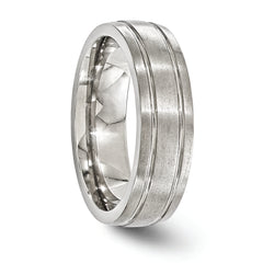 Edward Mirell Titanium Brushed/Polished Grooved 7mm Band Size 12.5