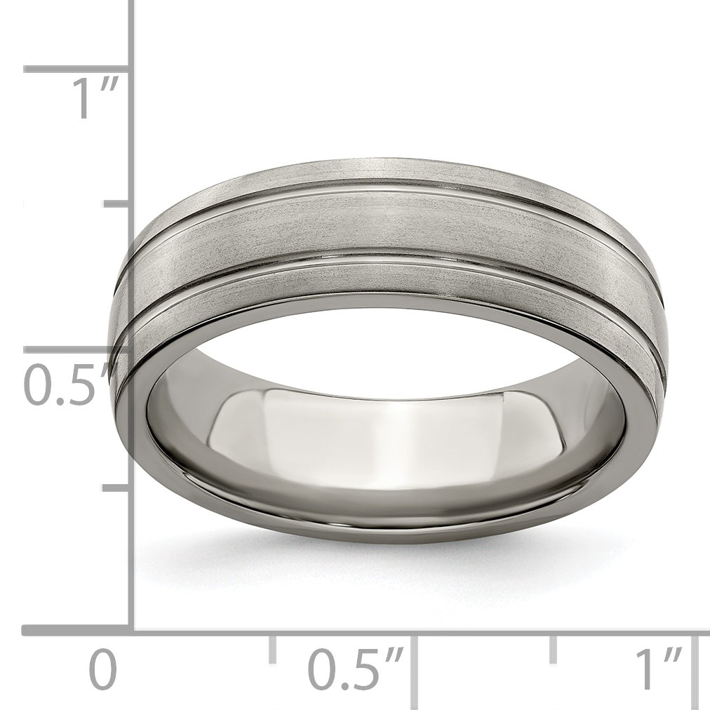 Edward Mirell Titanium Brushed/Polished Grooved 7mm Band Size 12.5