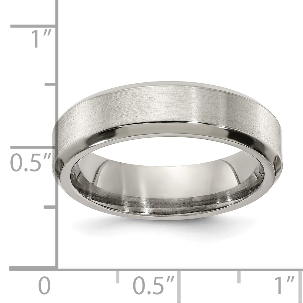Edward Mirell Titanium Brushed/Polished Beveled Edge 6mm Band Size 8.5