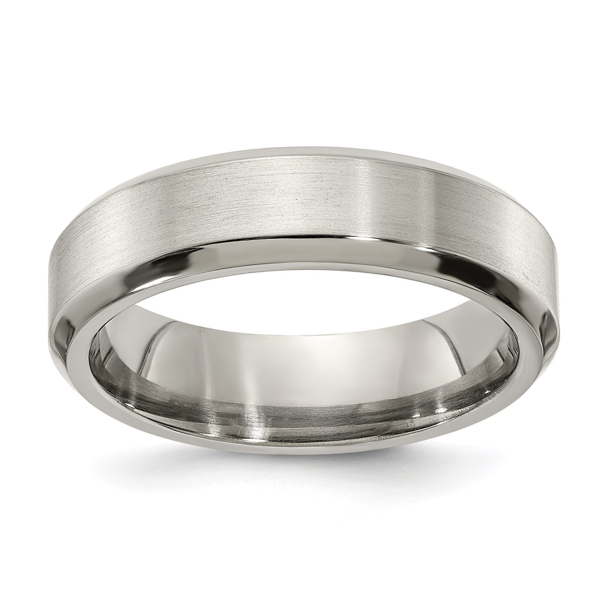 Edward Mirell Titanium Brushed/Polished Beveled Edge 6mm Band, Size 6.5–11.5 - Sophia Jewelers Main image