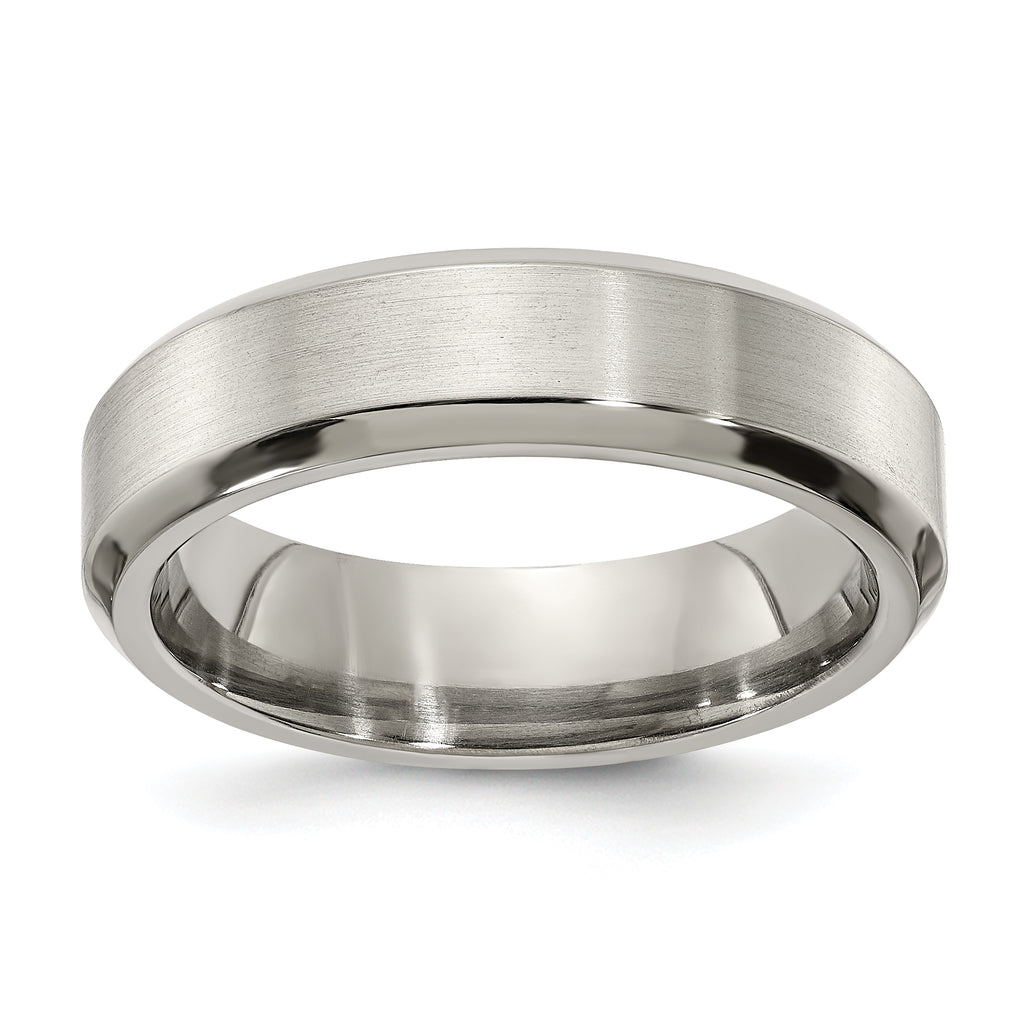 Edward Mirell Titanium Brushed/Polished Beveled Edge 6mm Band Size 8.5