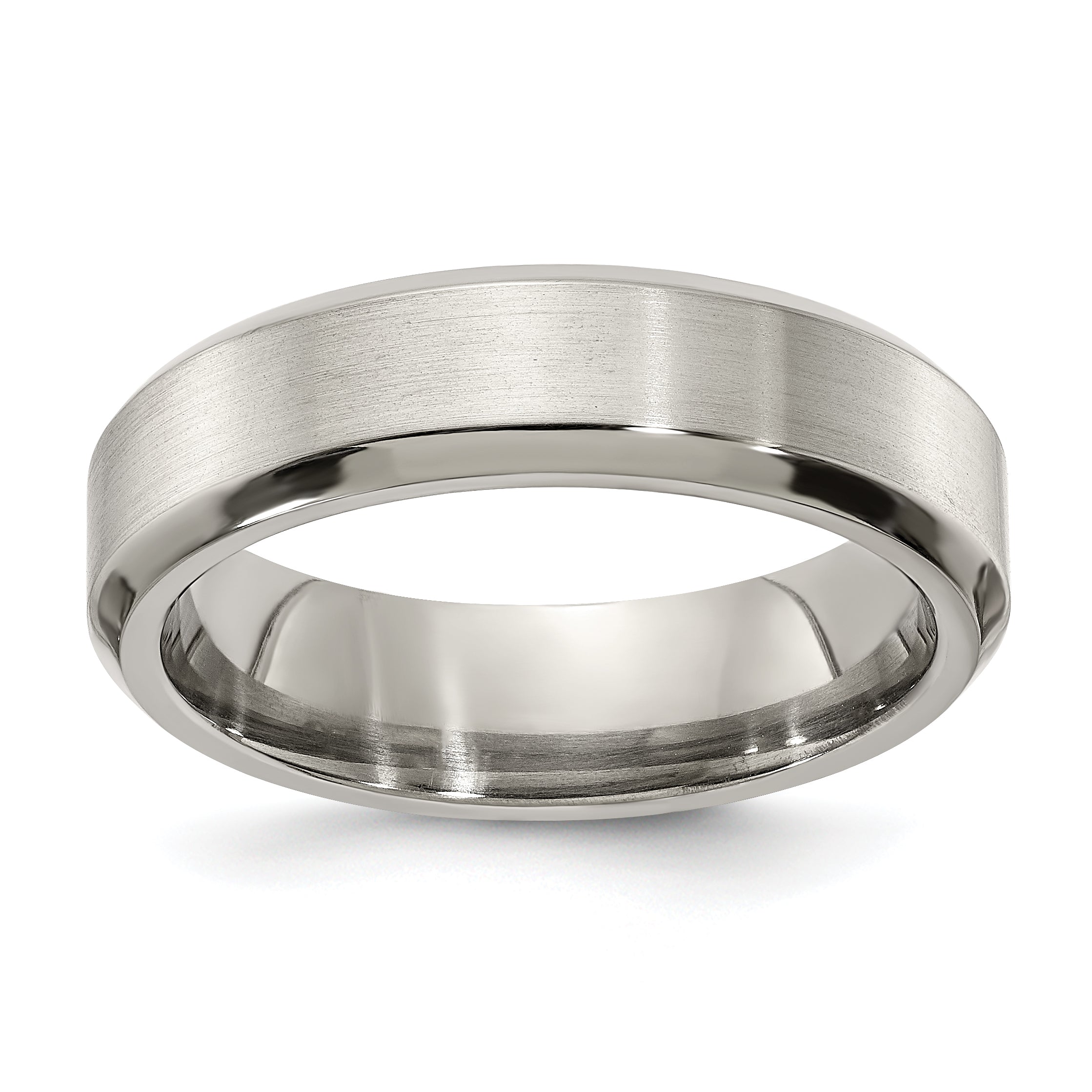 Edward Mirell Titanium Brushed/Polished Beveled Edge 6mm Band Size 8.5