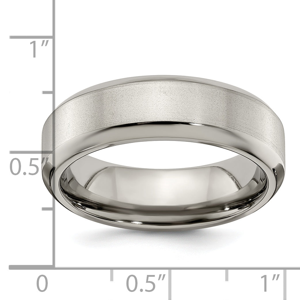 Edward Mirell Titanium Brushed/Polished Beveled Edge 7mm Band Size 8.5