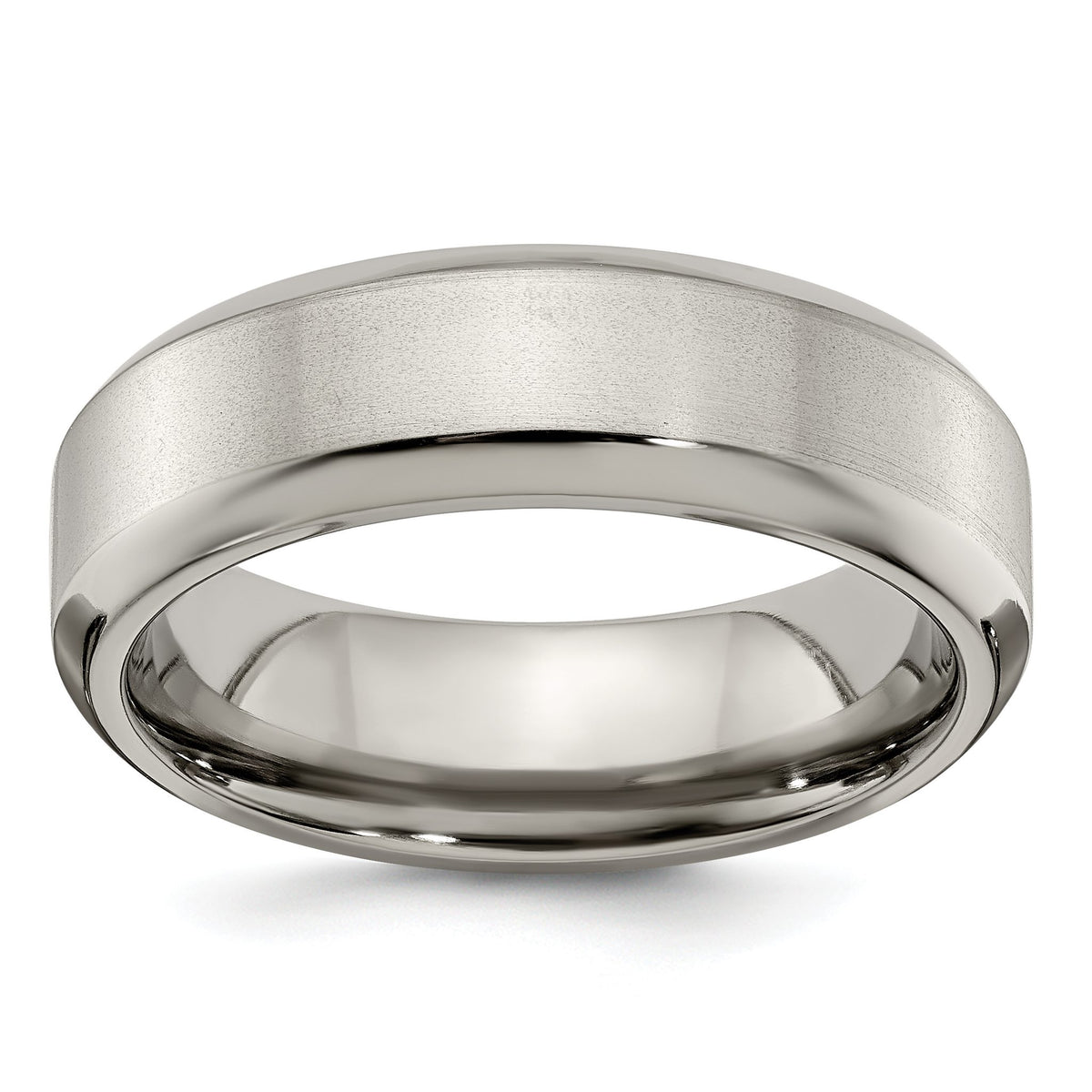 Edward Mirell Titanium Brushed/Polished Beveled Edge 7mm Band, Size 7.5–8.5 - Sophia Jewelers Main image