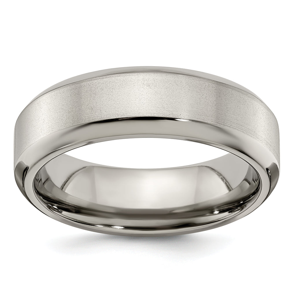 Edward Mirell Titanium Brushed/Polished Beveled Edge 7mm Band