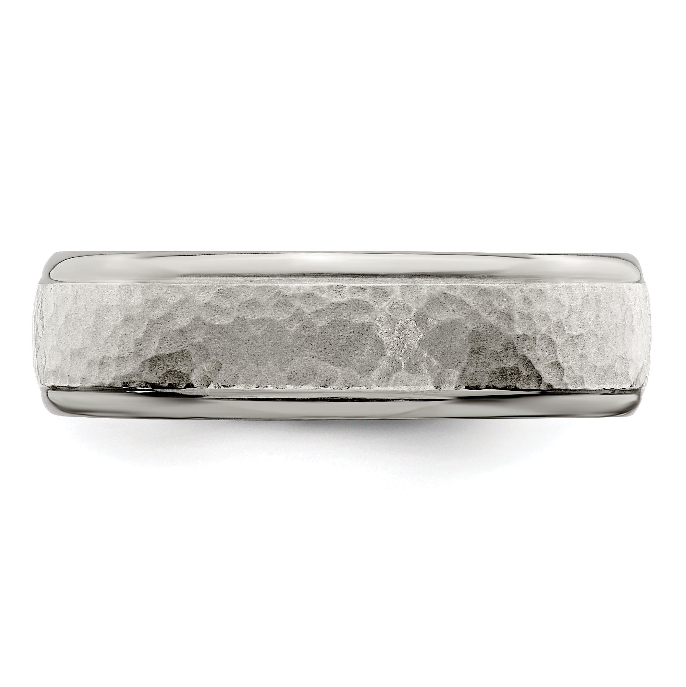 Edward Mirell Titanium Brushed & Polished Hammered 7mm Band