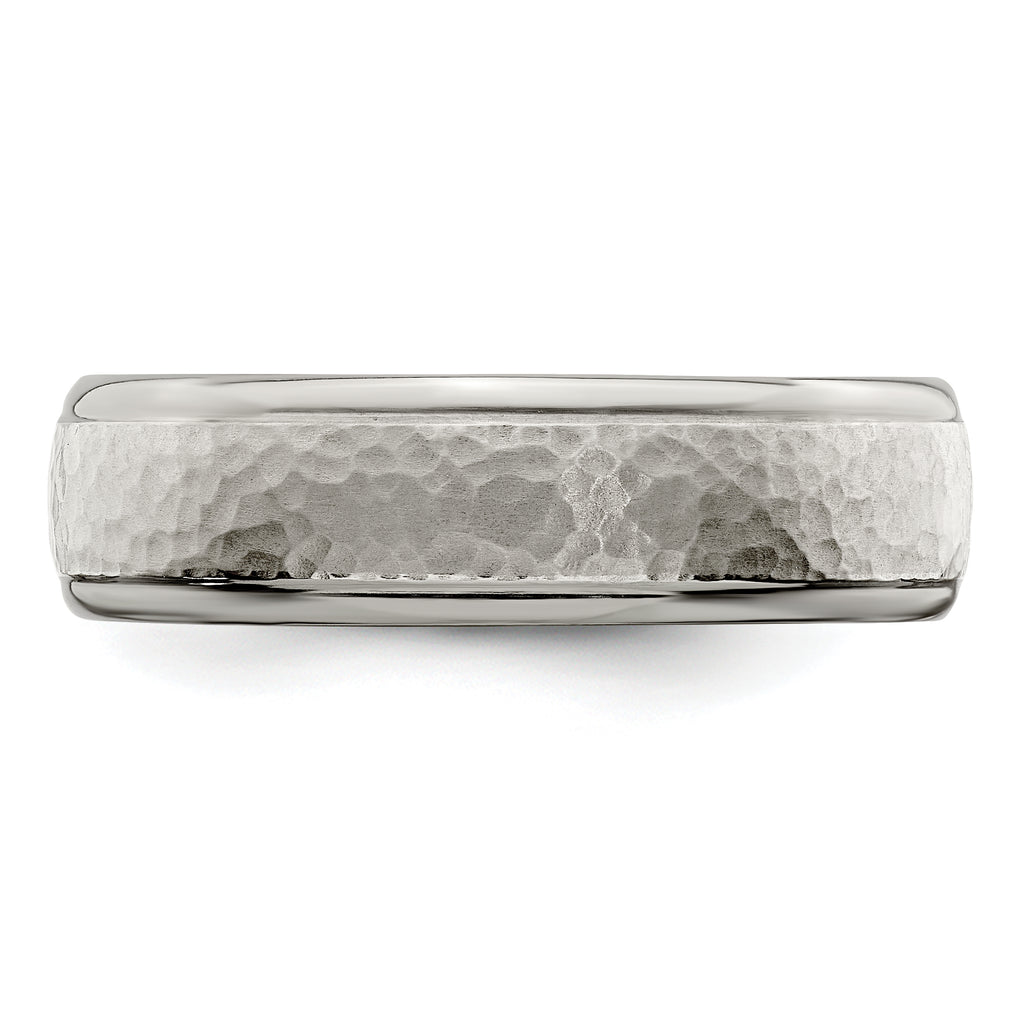 Edward Mirell Titanium Brushed & Polished Hammered 7mm Band