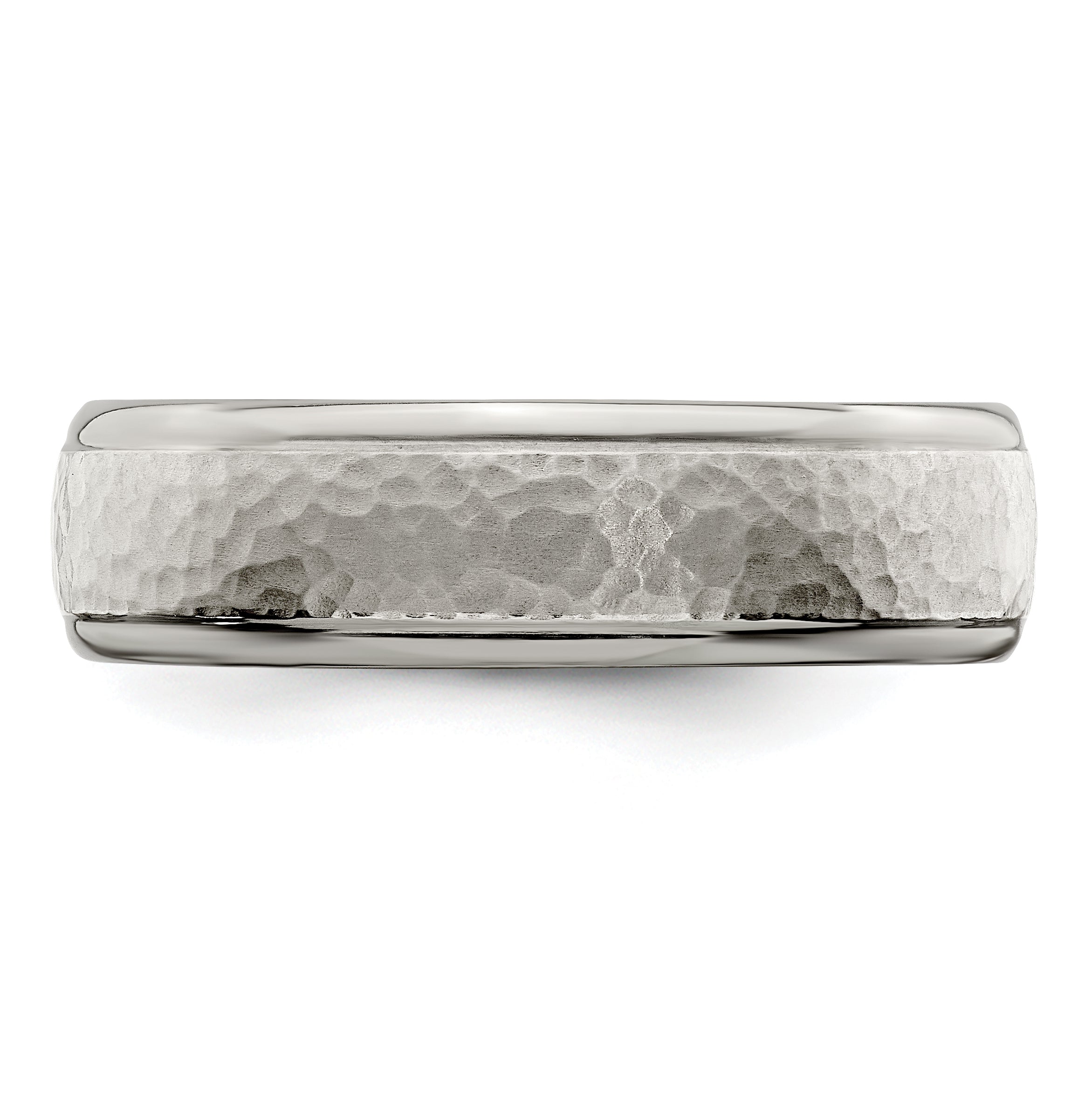 Edward Mirell Titanium Brushed & Polished Hammered 7mm Band