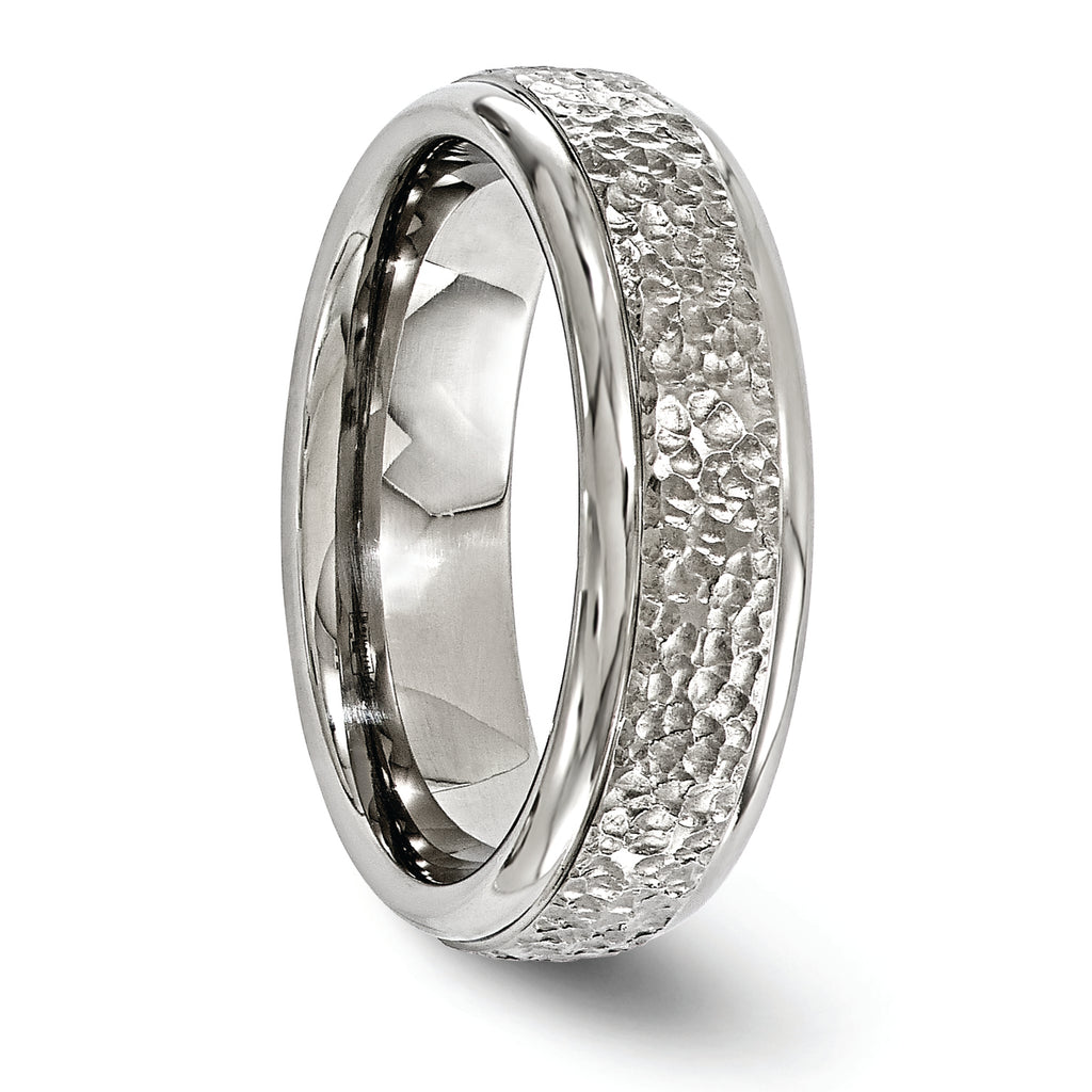 Edward Mirell Titanium Brushed & Polished Hammered 7mm Band