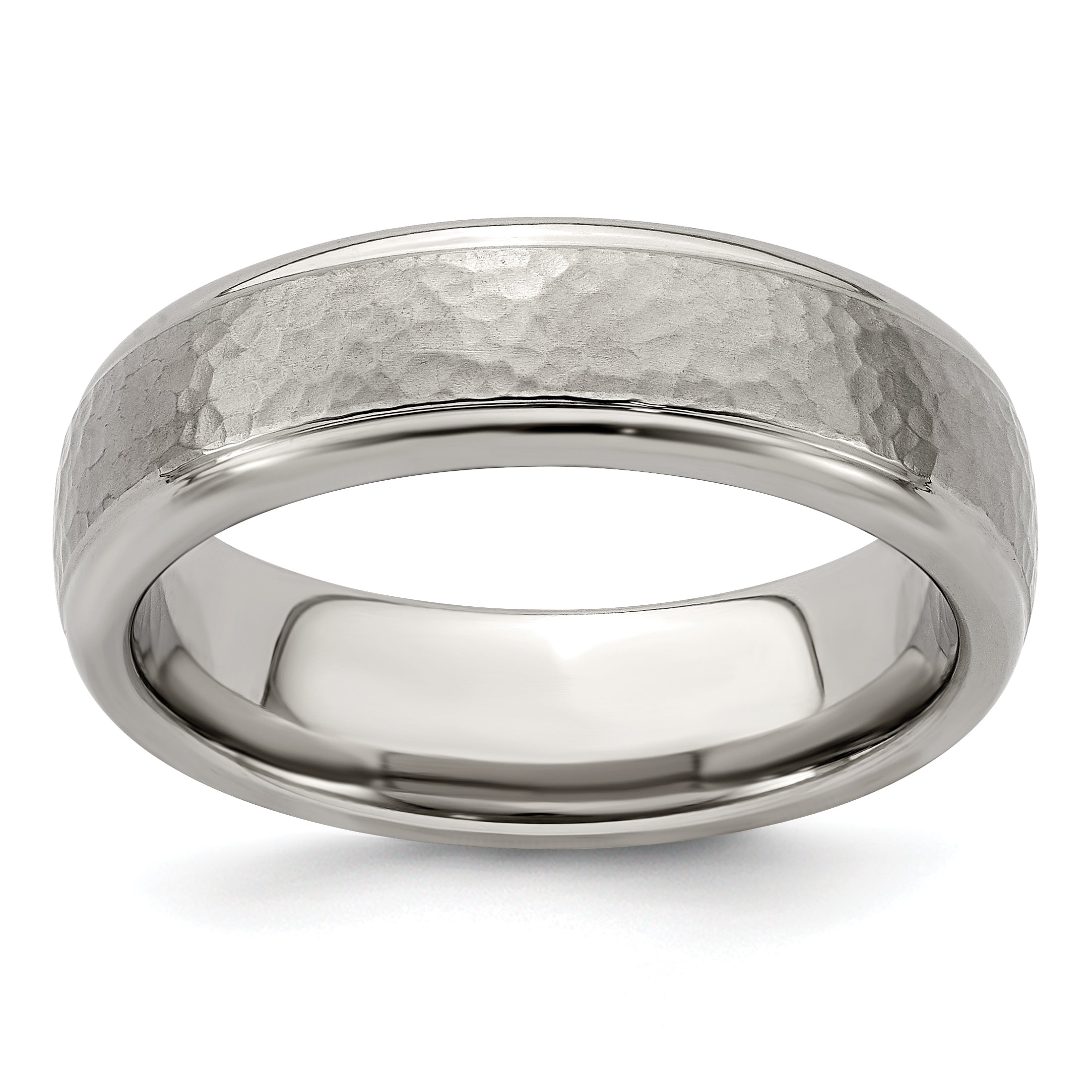 Edward Mirell Titanium Brushed & Polished Hammered 7mm Band Main image