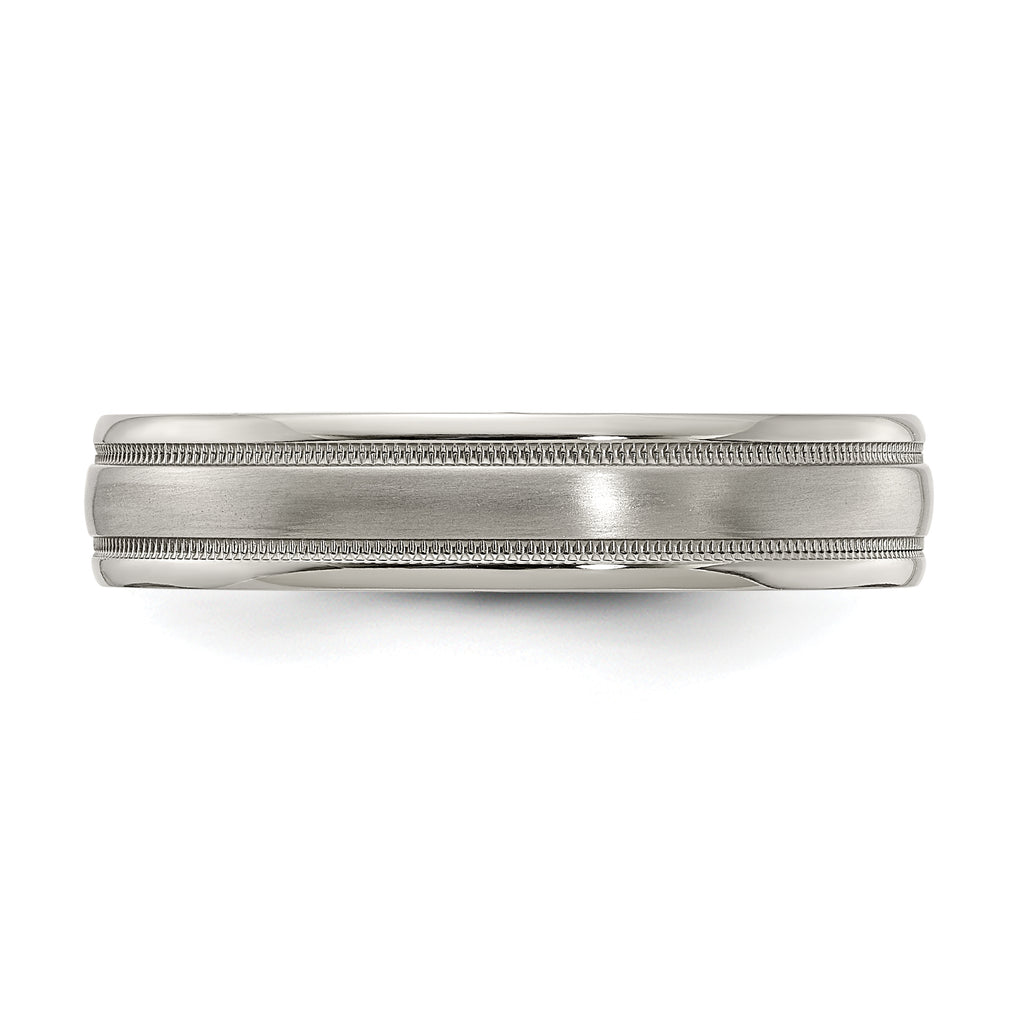 Edward Mirell Titanium Brushed/Polished Tri Dome Milgrain 5mm Band