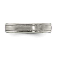 Edward Mirell Titanium Brushed/Polished Tri Dome Milgrain 5mm Band Size 9.5