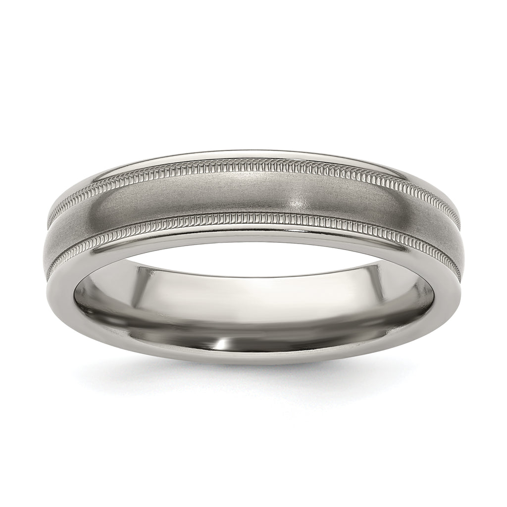 Edward Mirell Titanium Brushed/Polished Tri Dome Milgrain 5mm Band