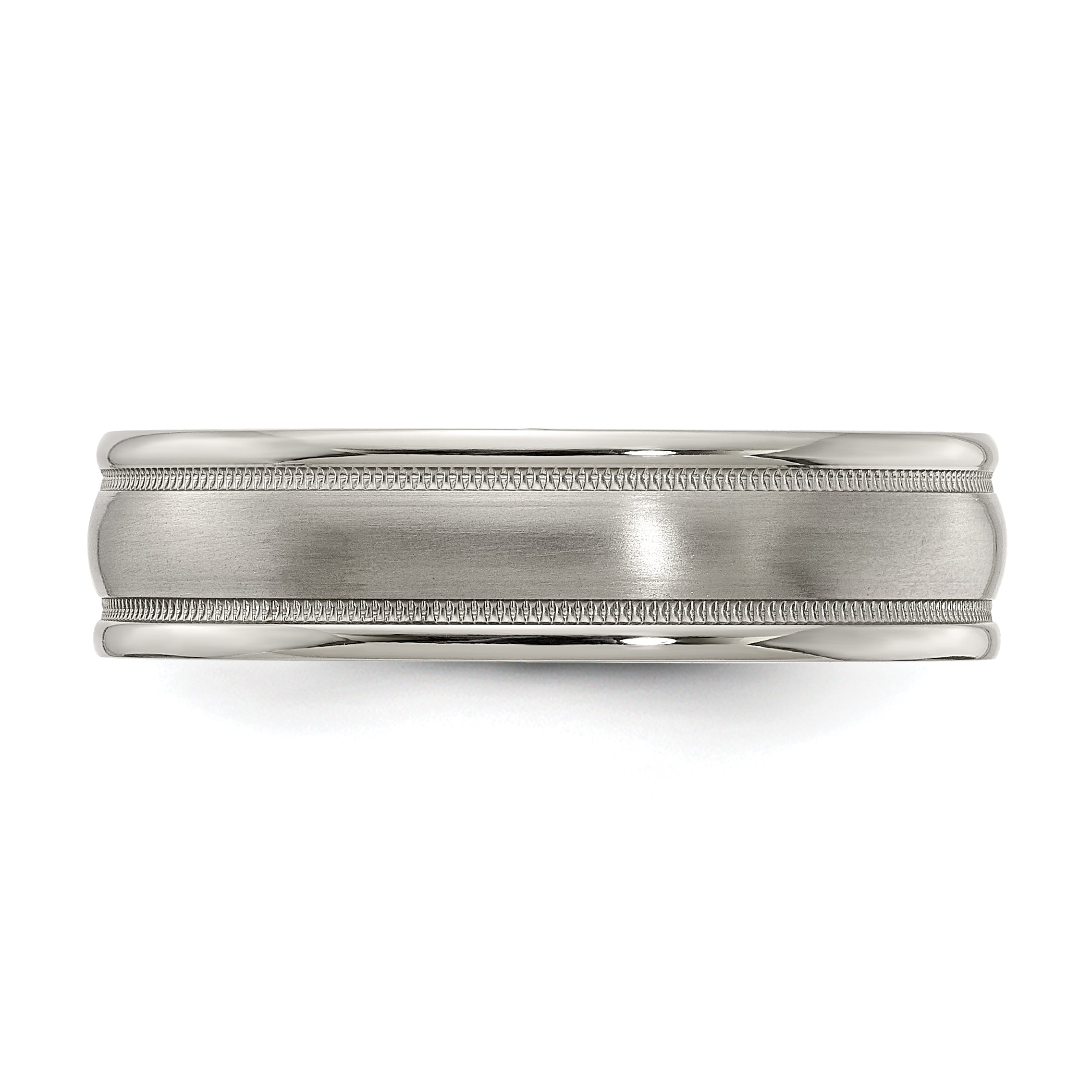 Edward Mirell Titanium Brushed/Polished Tri Dome Milgrain 6mm Band