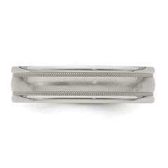 Edward Mirell Titanium Brushed/Polished Tri Dome Milgrain 6mm Band Size 9.5