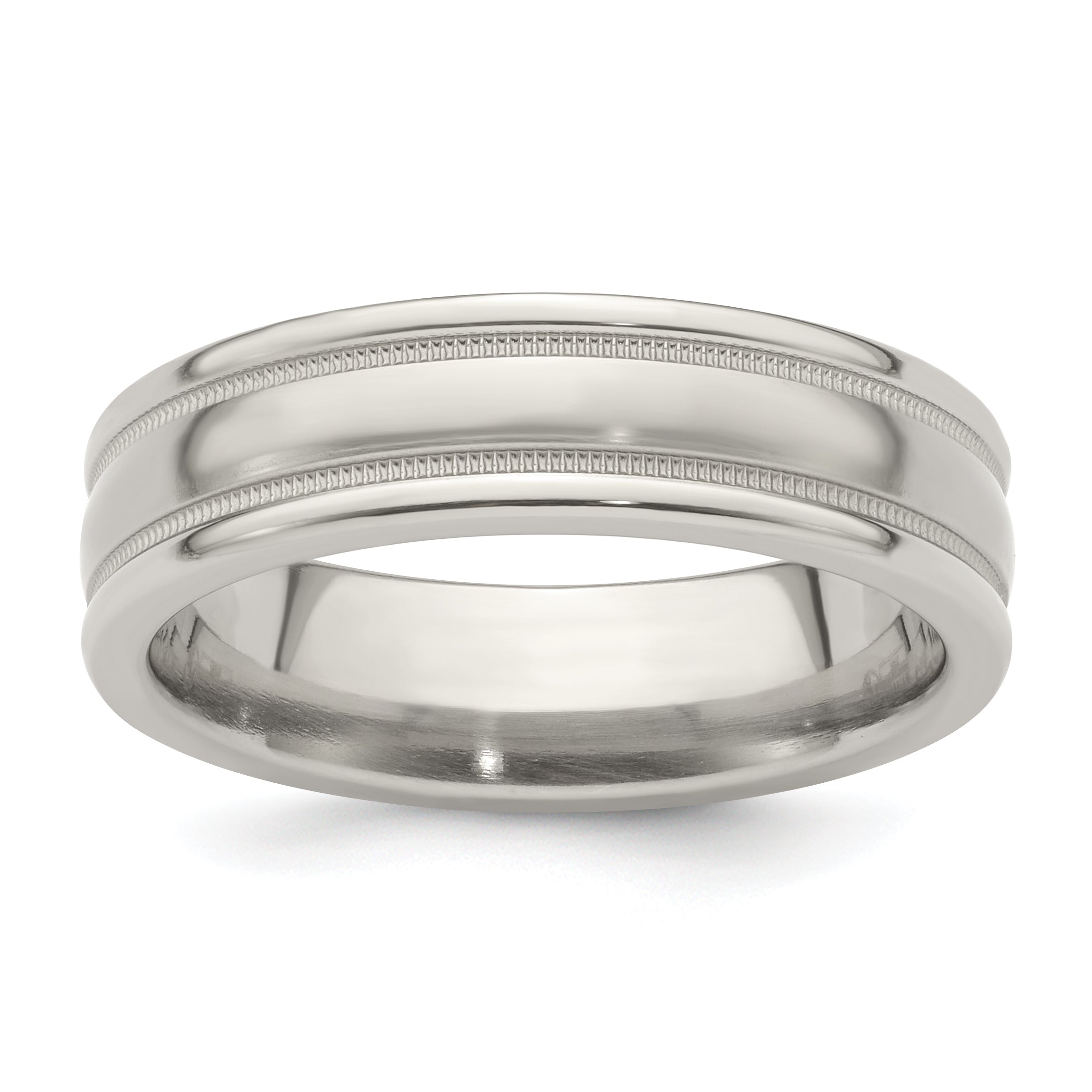 Edward Mirell Titanium Brushed/Polished Tri Dome Milgrain 6mm Band