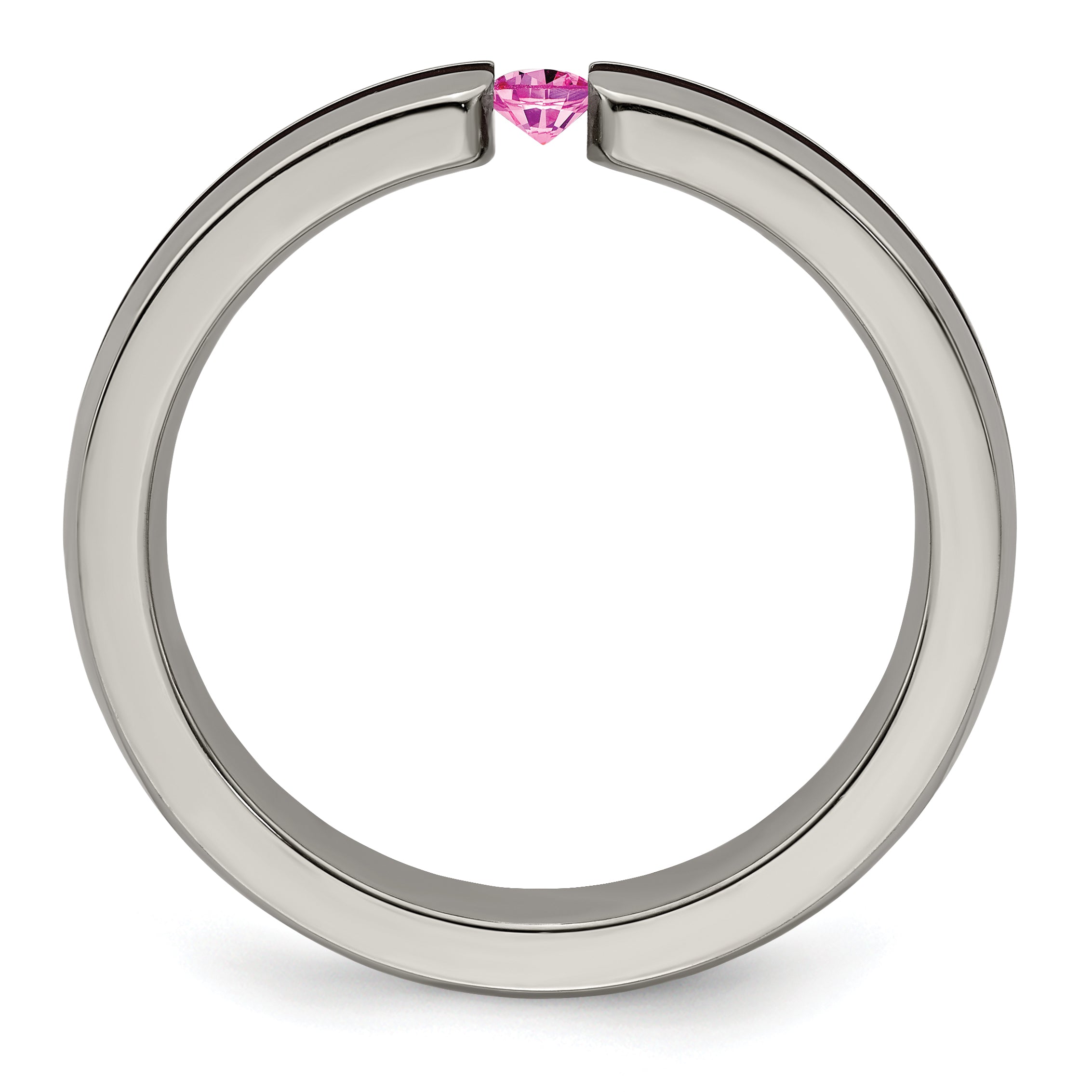 Edward Mirell Titanium Pink Sapphire & Anodized Grooved 4mm Band Secondary image