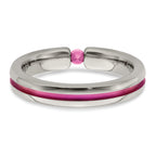 Edward Mirell Titanium Pink Sapphire & Anodized Grooved 4mm Band