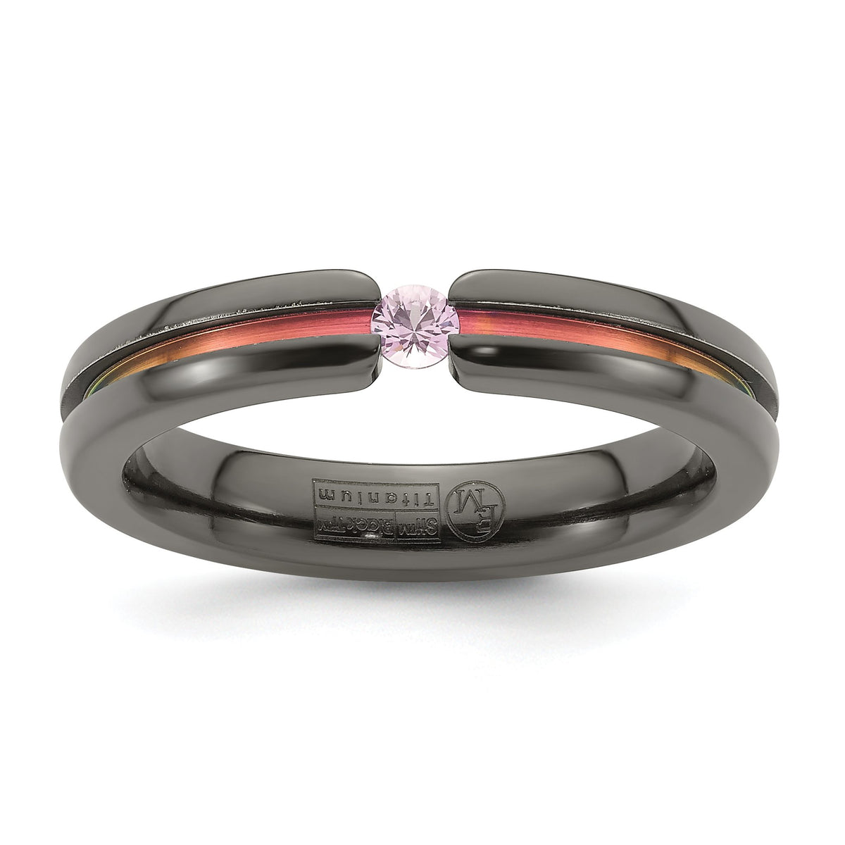 Black Pink Sapphire & Pink Anodized Wedding Band in Titanium, 4mm, Size 8–10.5 - Sophia Jewelers Main image