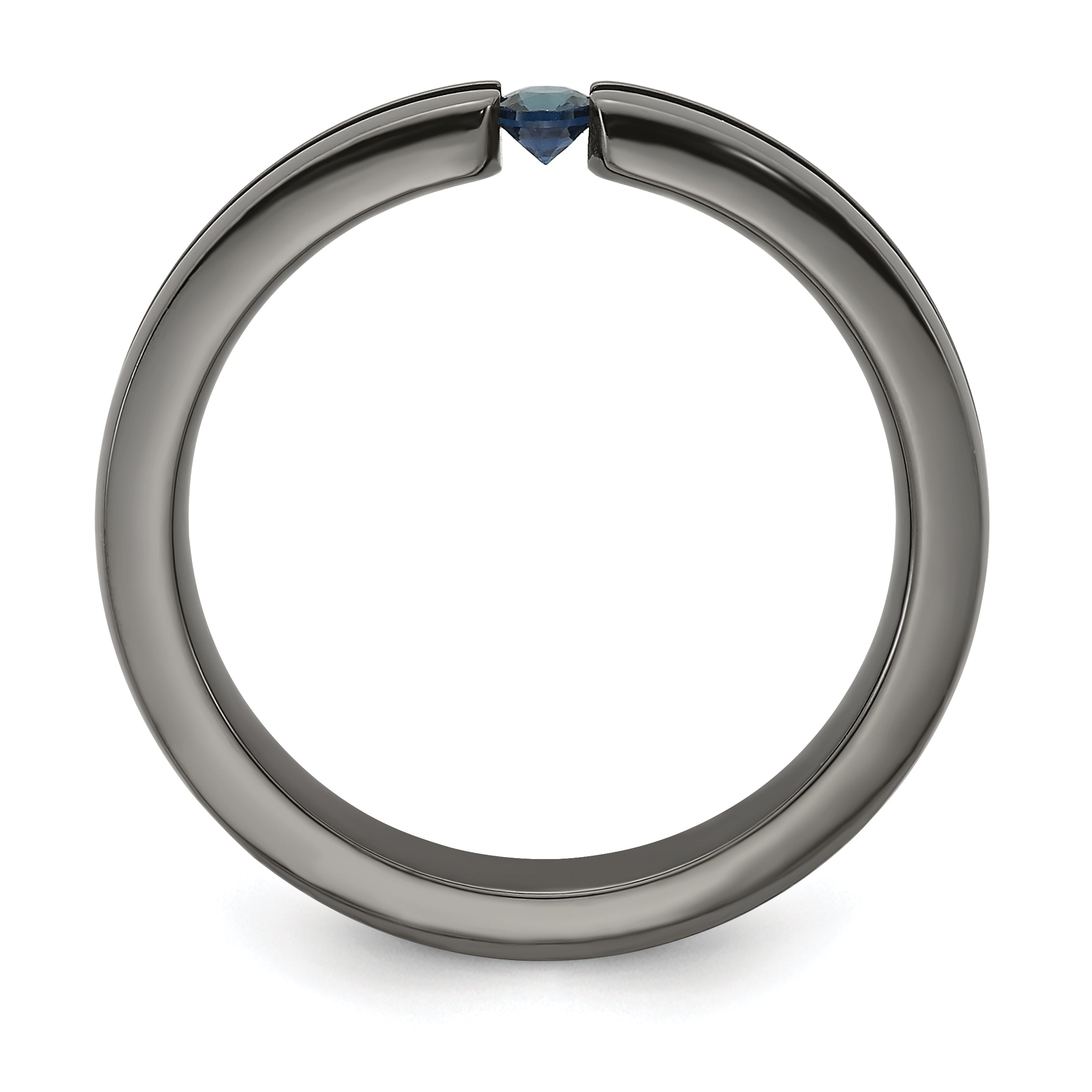Edward Mirell Black Ti Blue Sapphire and Blue Anodized Grooved 4mm Band Secondary image
