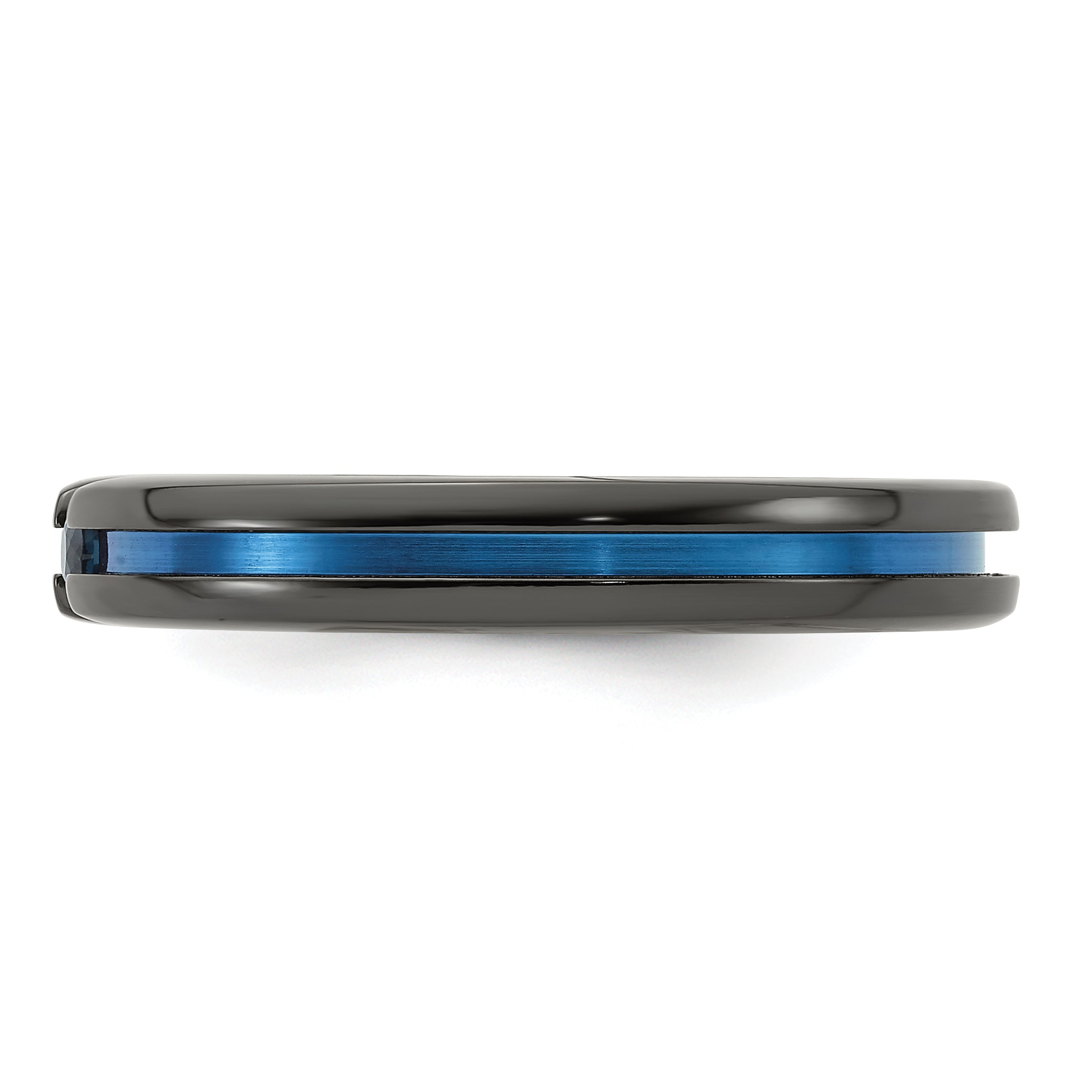 Edward Mirell Black Ti Blue Sapphire and Blue Anodized Grooved 4mm Band