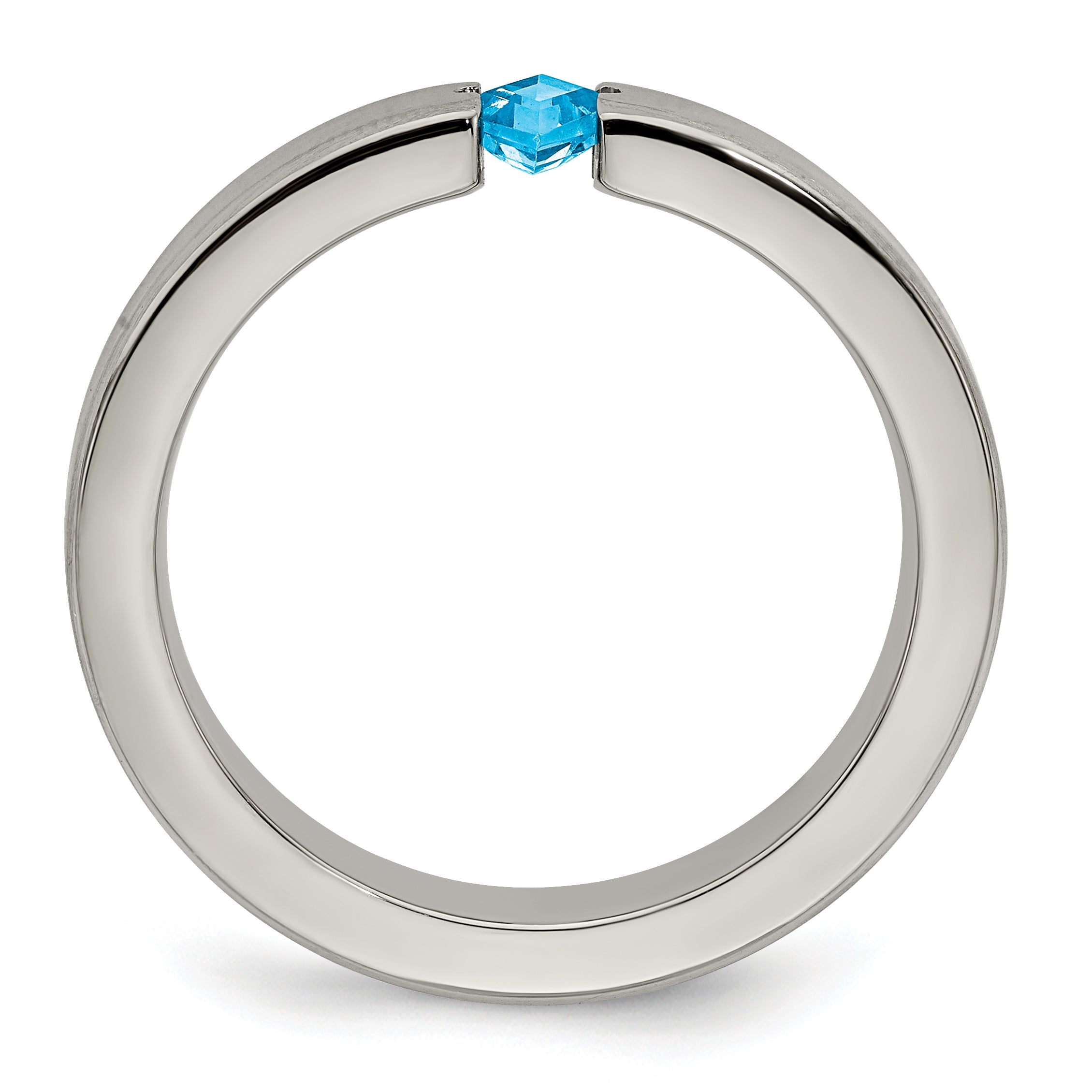 Edward Mirell Titanium Satin Blue Topaz 4mm Band Secondary image