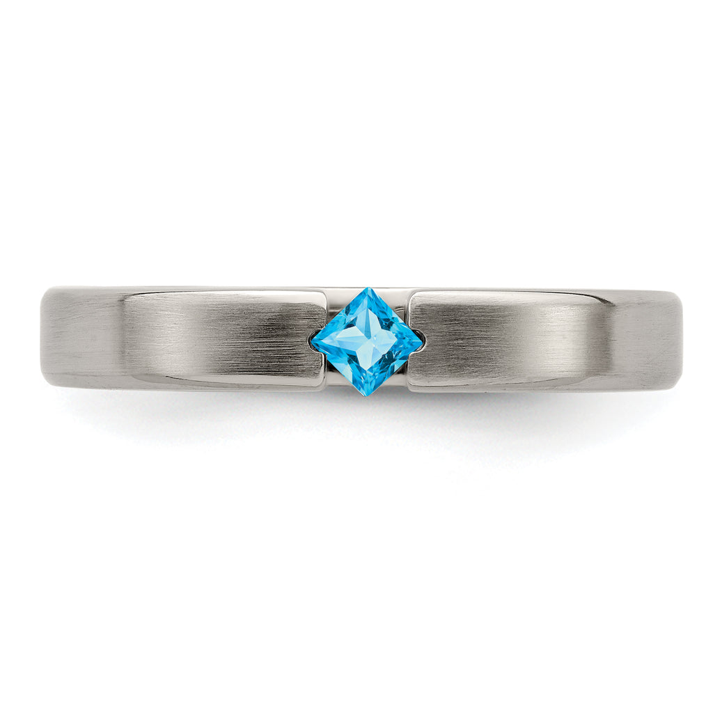 Edward Mirell Titanium Satin Blue Topaz 4mm Band
