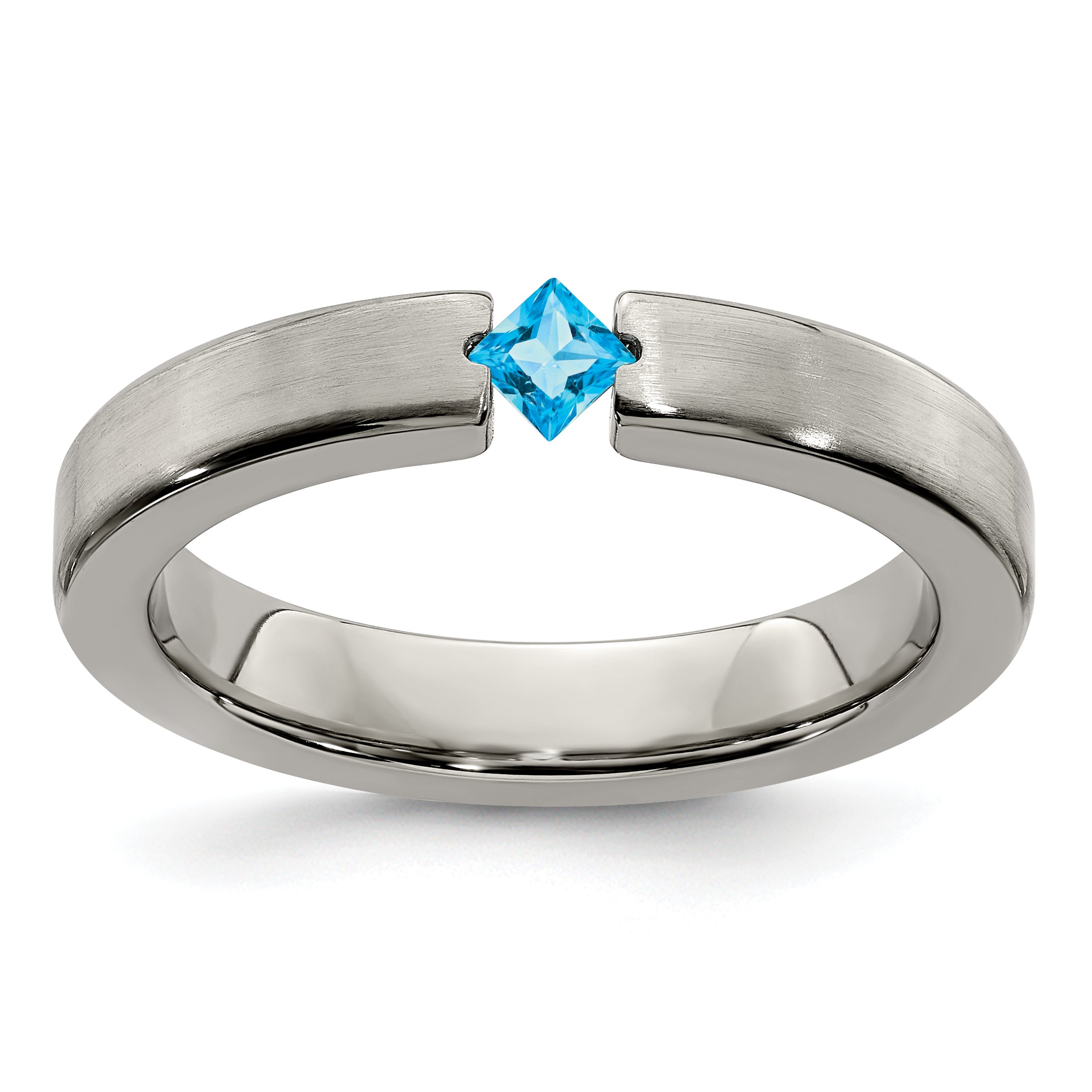 Edward Mirell Titanium Satin Blue Topaz 4mm Band Main image