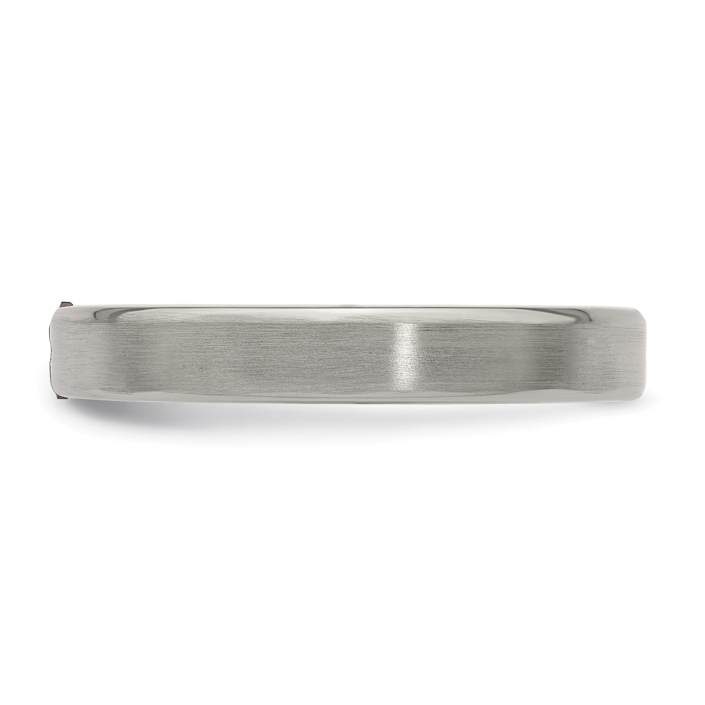 Edward Mirell Titanium Tension-set Square Rhodolite Garnet Brushed 4mm Band