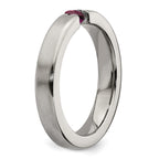 Edward Mirell Titanium Tension-set Square Rhodolite Garnet Brushed 4mm Band