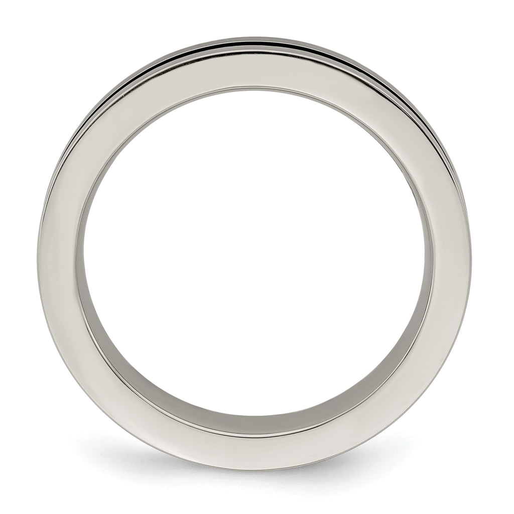 Edward Mirell Gray Titanium Rainbow Anodized Grooved Flat 4mm Band