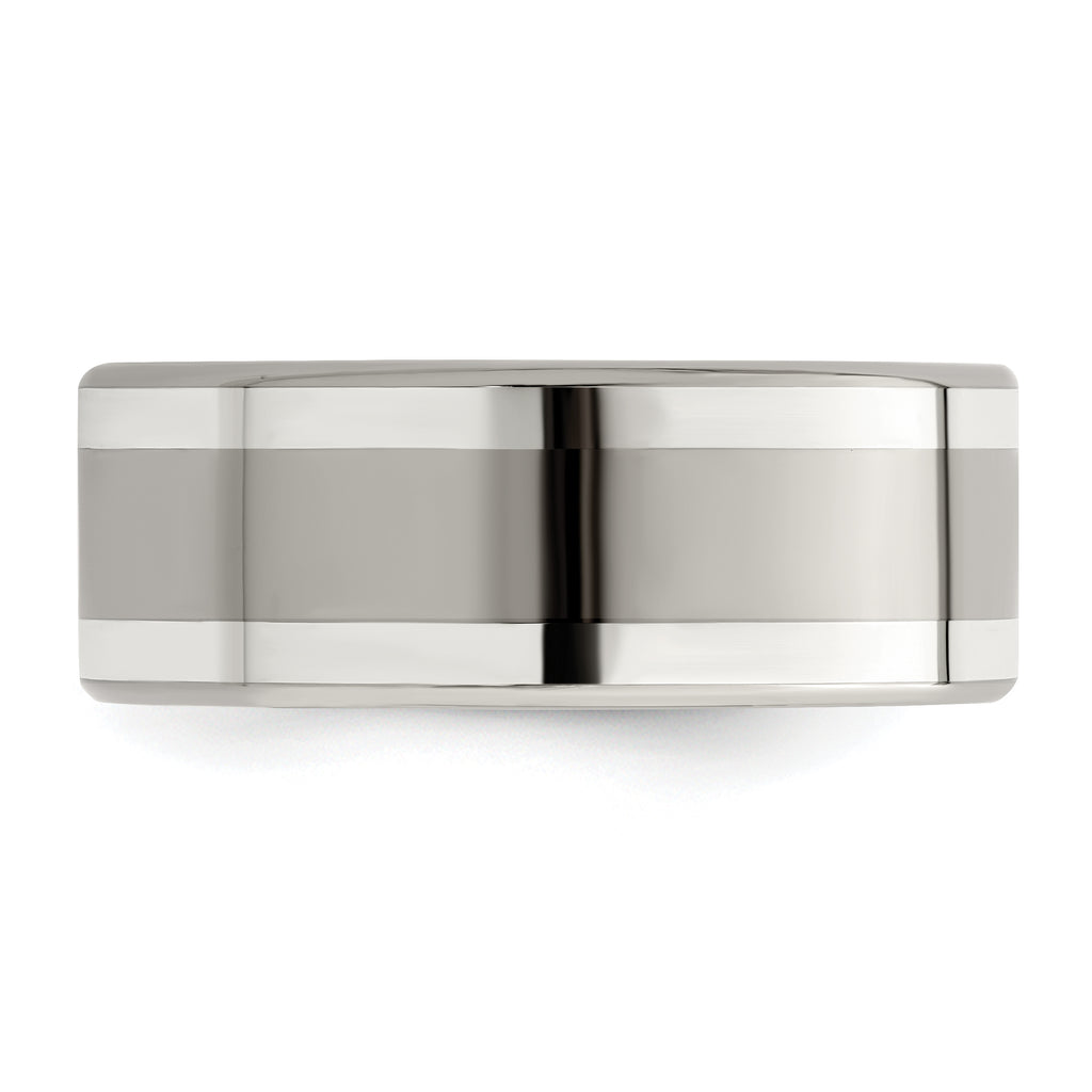 Edward Mirell Titanium with Sterling Silver Inlay 9mm Band