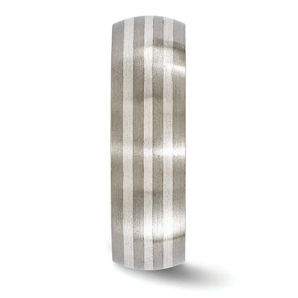 Edward Mirell Titanium with Sterling Silver Inlay Brushed 7mm Band
