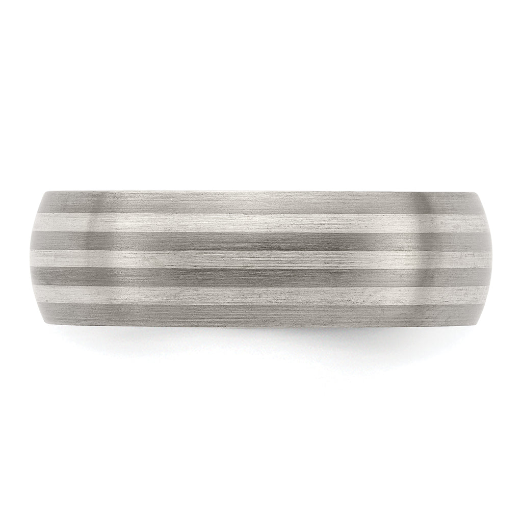 Edward Mirell Titanium with Sterling Silver Inlay Brushed 7mm Band