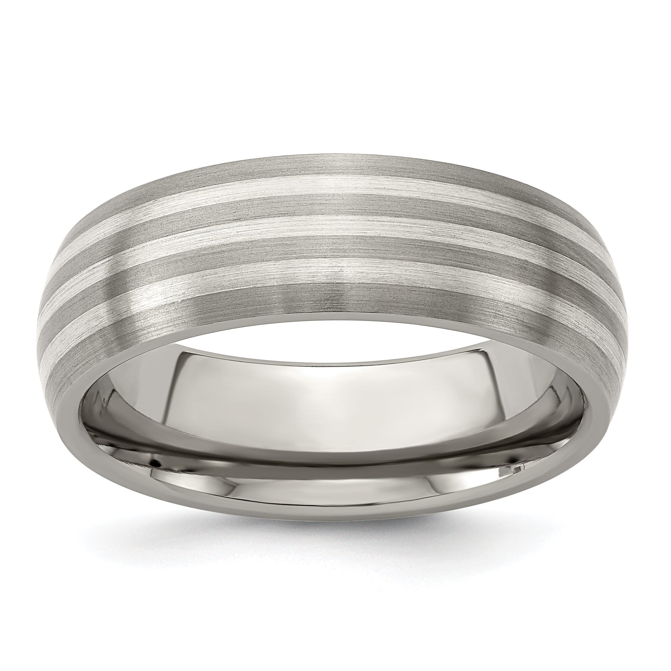 Edward Mirell Titanium with Sterling Silver Inlay Brushed 7mm Band Main image