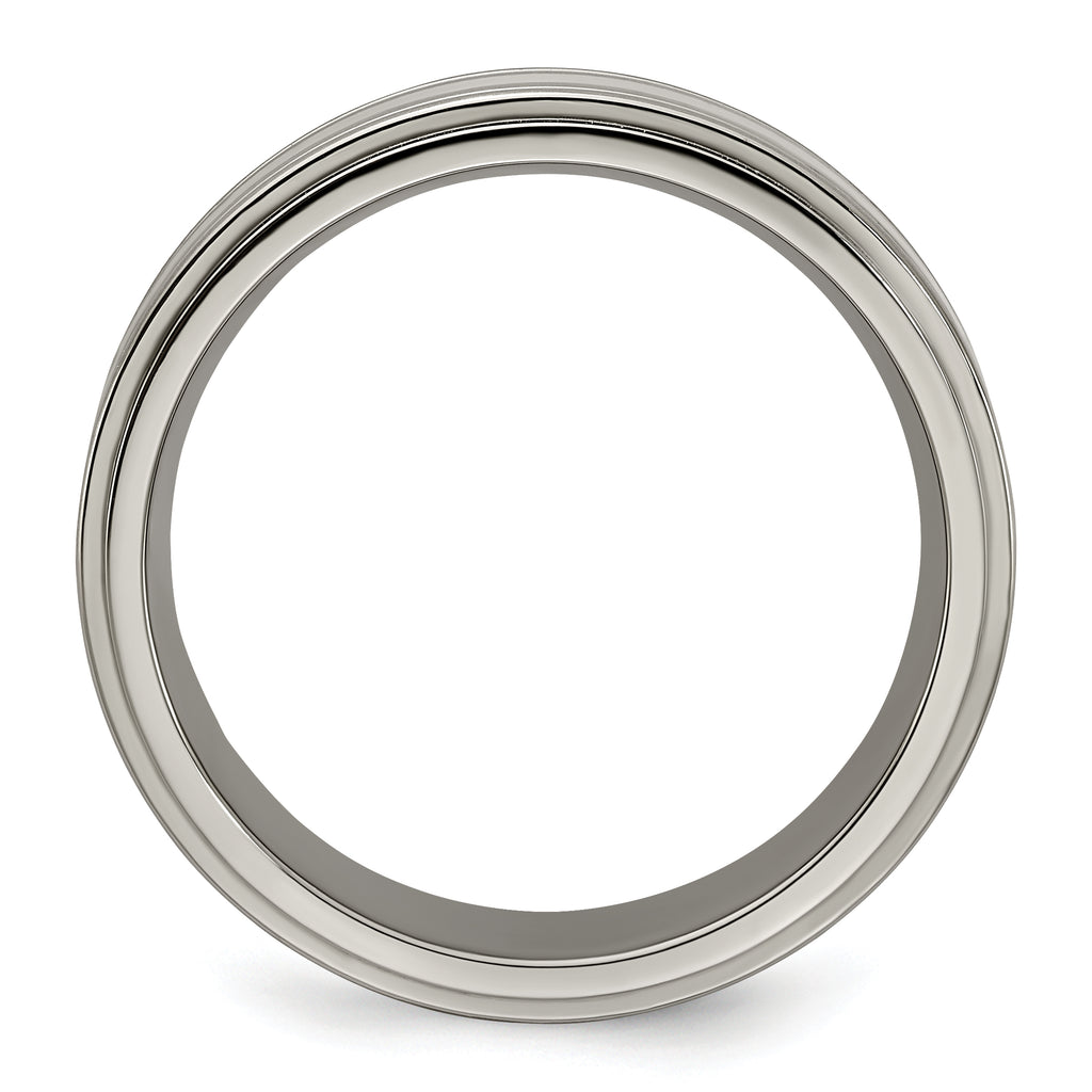 Edward Mirell Titanium Brushed&Polished w/Sterling Silver 7mm Band