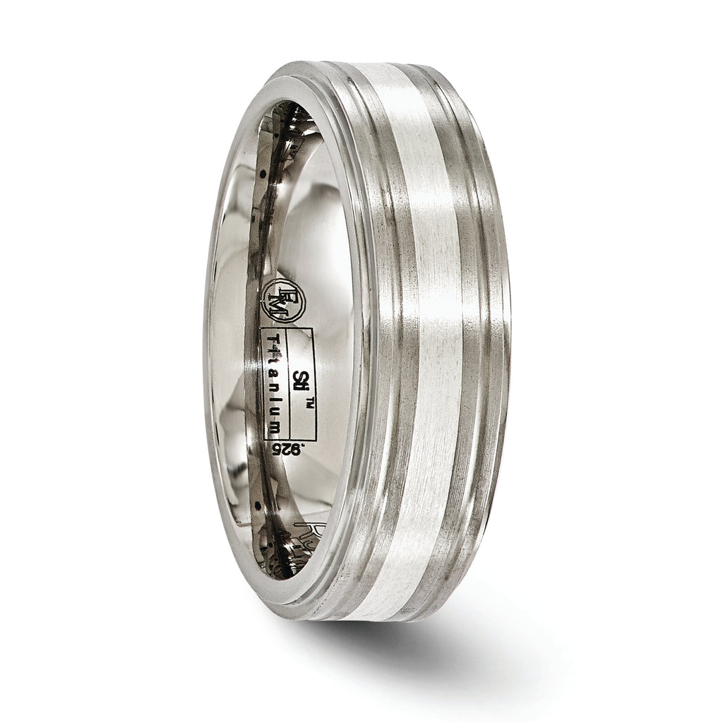 Edward Mirell Titanium Brushed&Polished w/Sterling Silver 7mm Band