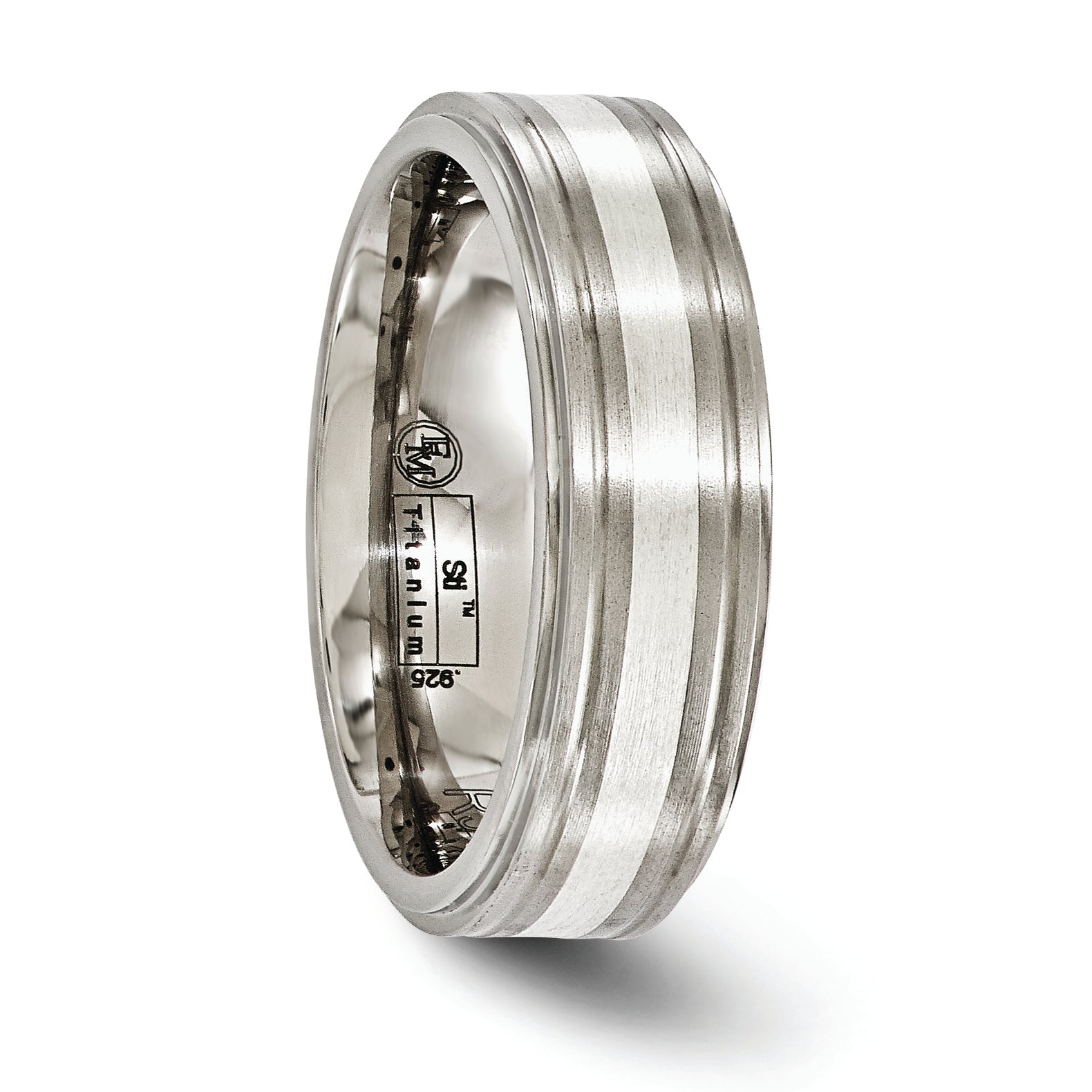 Edward Mirell Titanium Brushed&Polished w/Sterling Silver 7mm Band