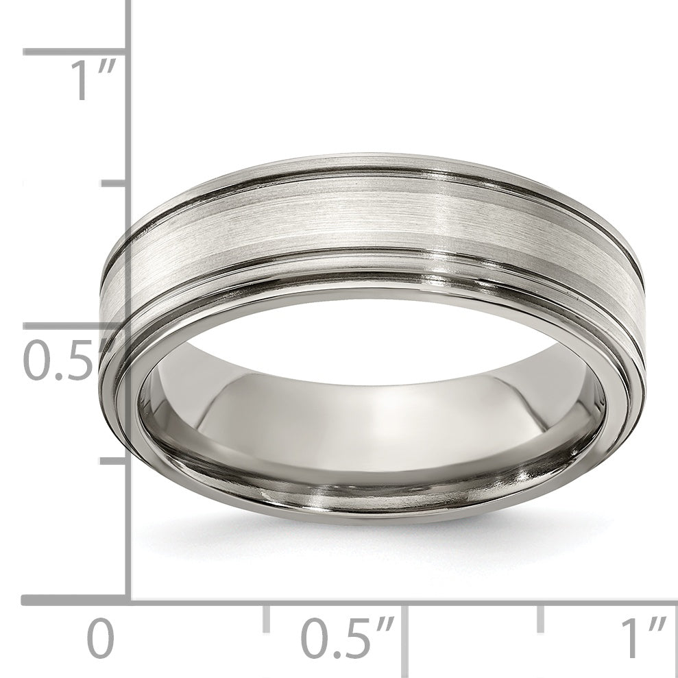 Edward Mirell Titanium Brushed&Polished w/Sterling Silver 7mm Band