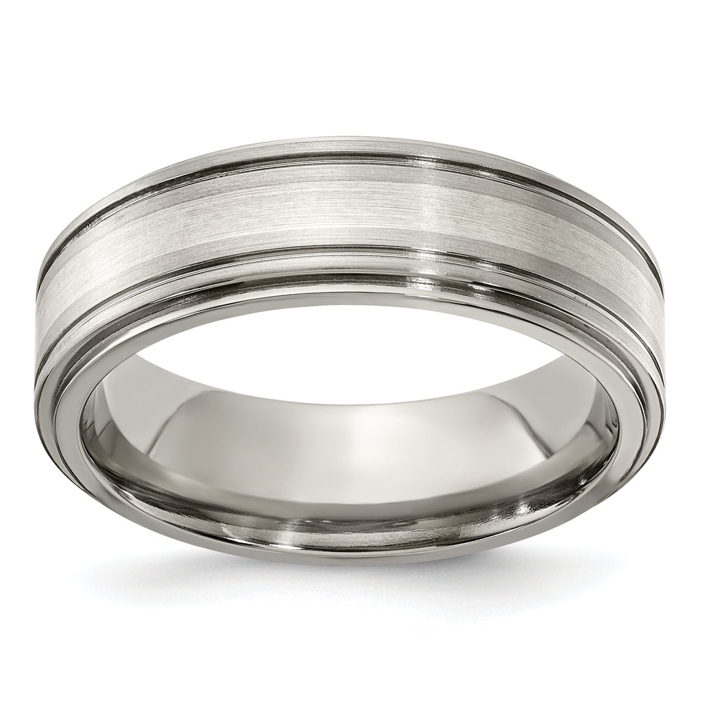 Edward Mirell Titanium Brushed&Polished w/Sterling Silver 7mm Band