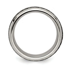 Edward Mirell Stainless Steel and Black Ti Rope Design Beveled Casted 9mm Band