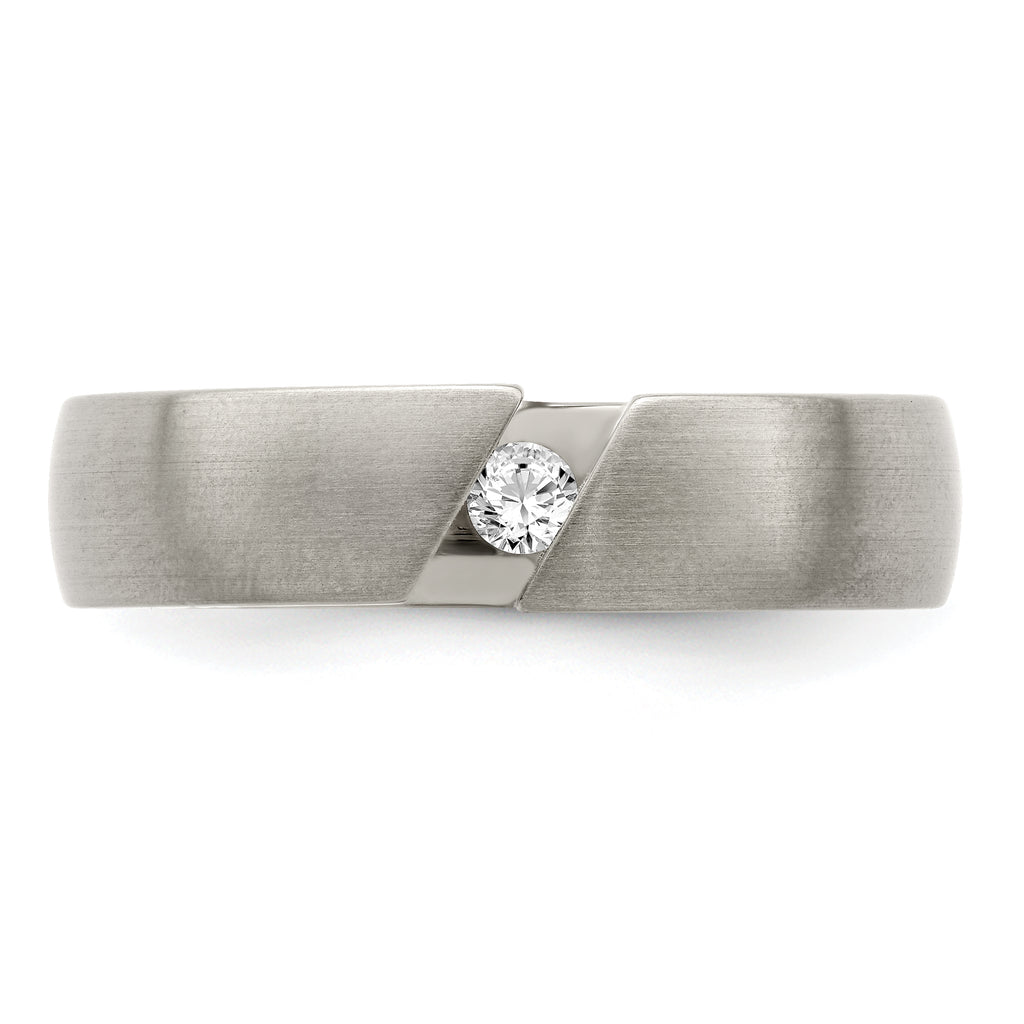 Edward Mirell Titanium Brushed .10ct Diamond 6mm Band