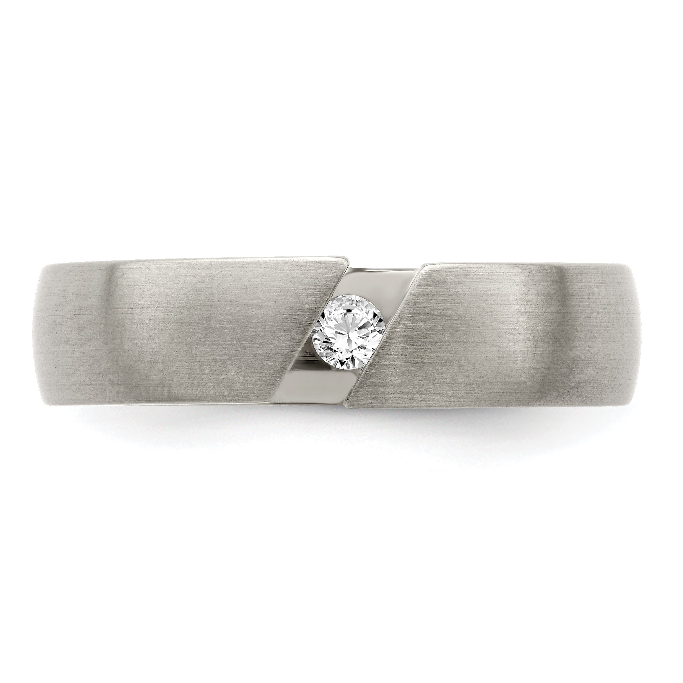 Edward Mirell Titanium Brushed .10ct Diamond 6mm Band