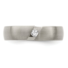 Edward Mirell Titanium Brushed .10ct Diamond 6mm Band