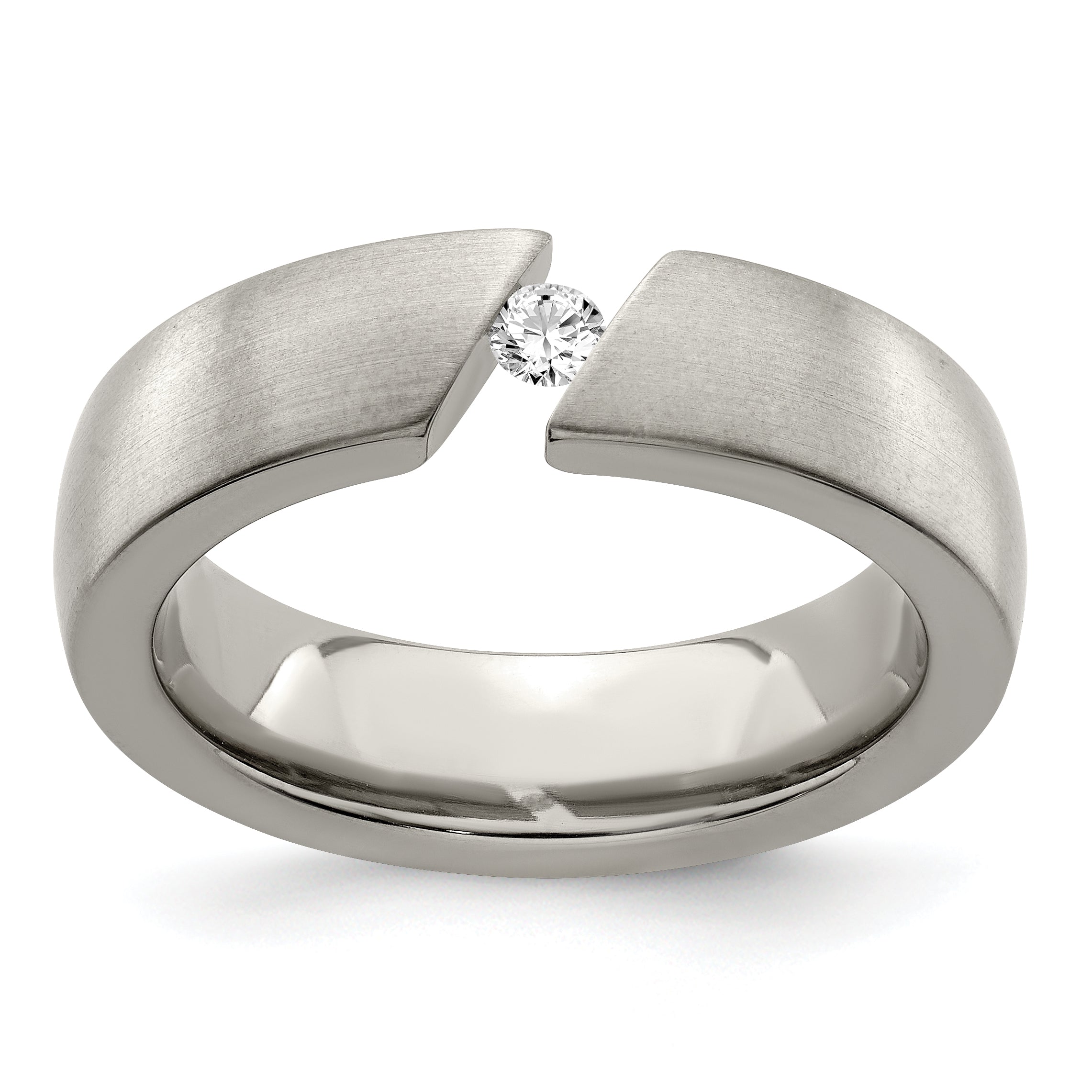 Edward Mirell Titanium Brushed .10ct Diamond 6mm Band Main image