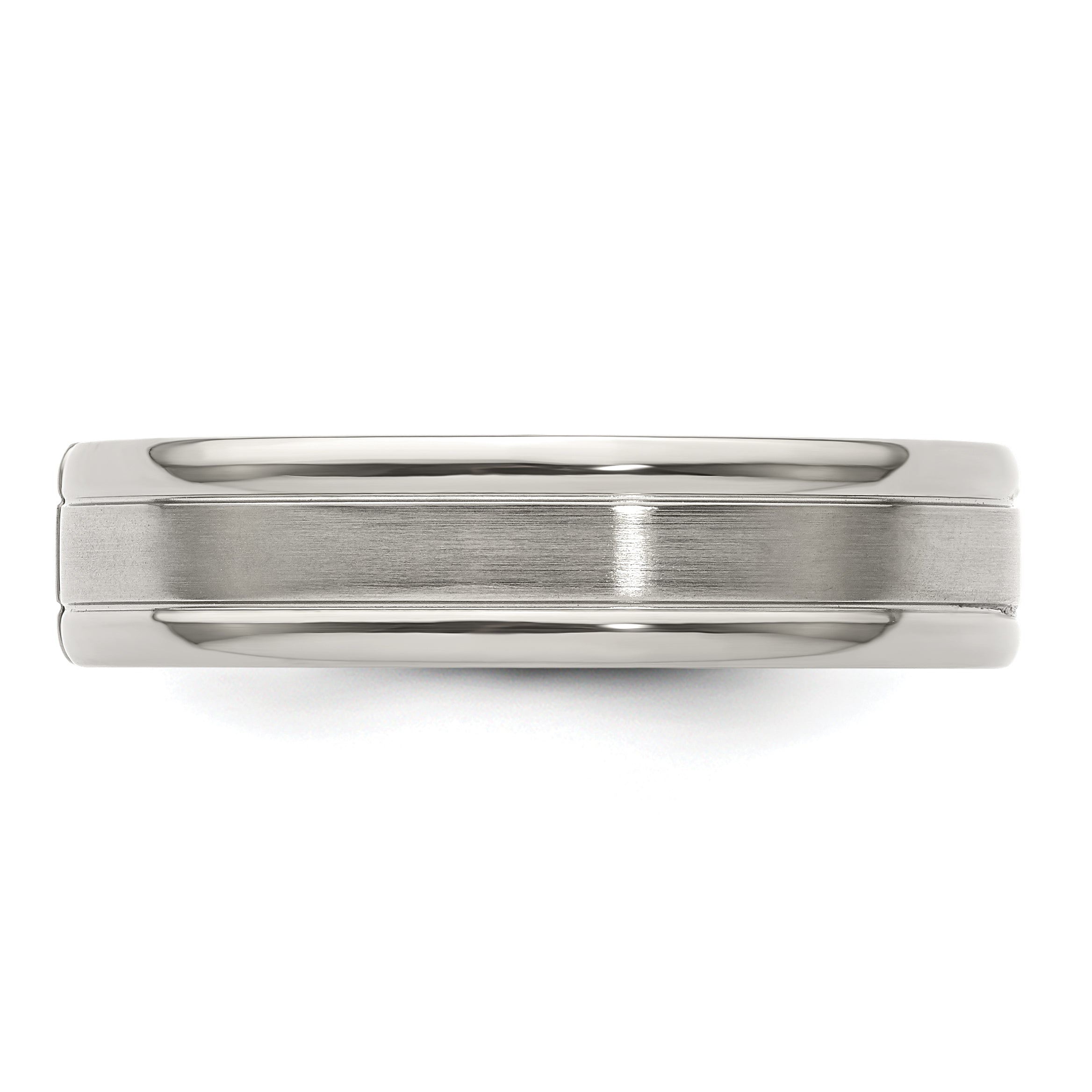 Edward Mirell Titanium Tension-set 1/10 carat Diamond Brushed/Polished Grooved 6mm Flat Band