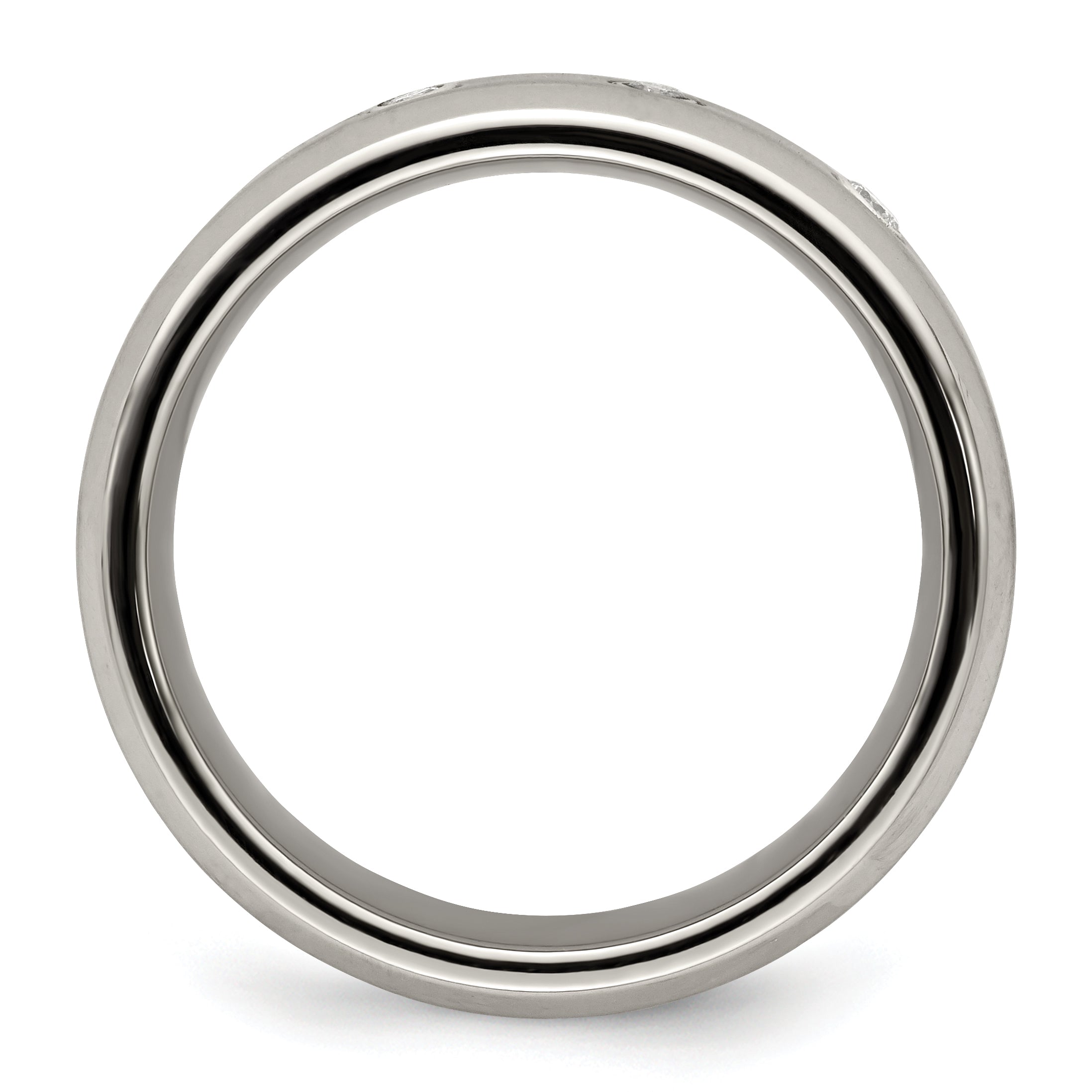 Edward Mirell Titanium Beveled .09 ct Dia With Sterling Silver Bezel Band