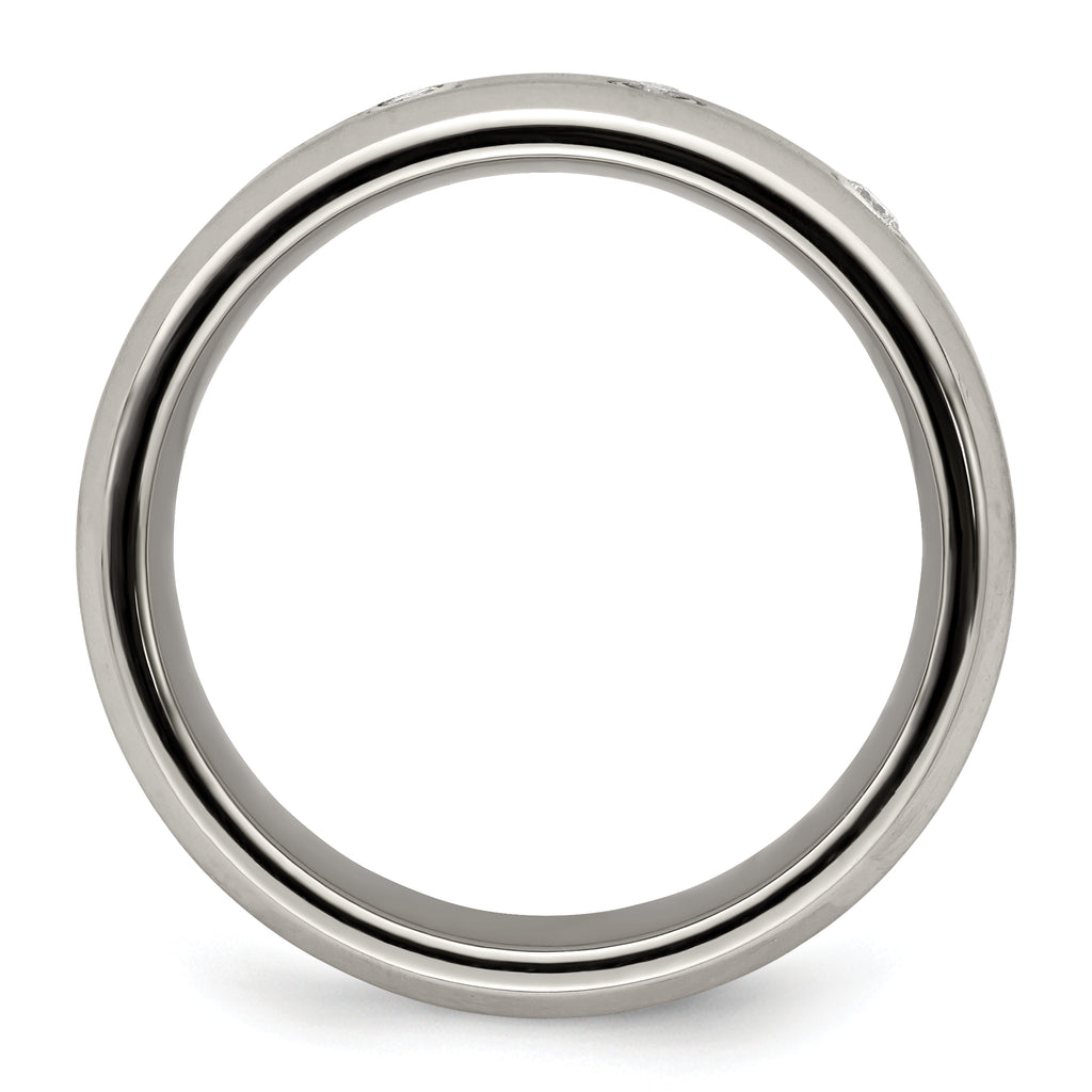 Edward Mirell Titanium Beveled .09 ct Dia With Sterling Silver Bezel Band