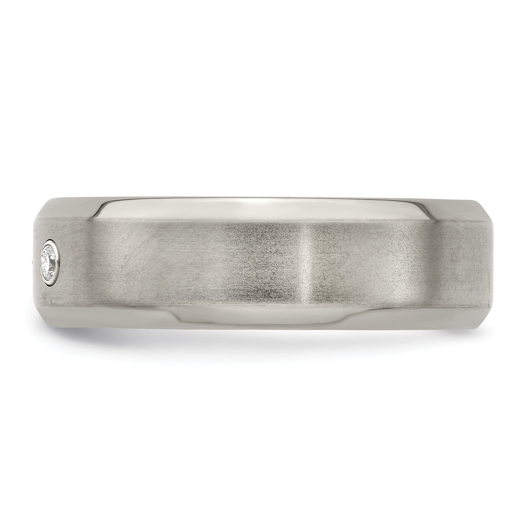 Edward Mirell Titanium Beveled .09 ct Dia With Sterling Silver Bezel Band